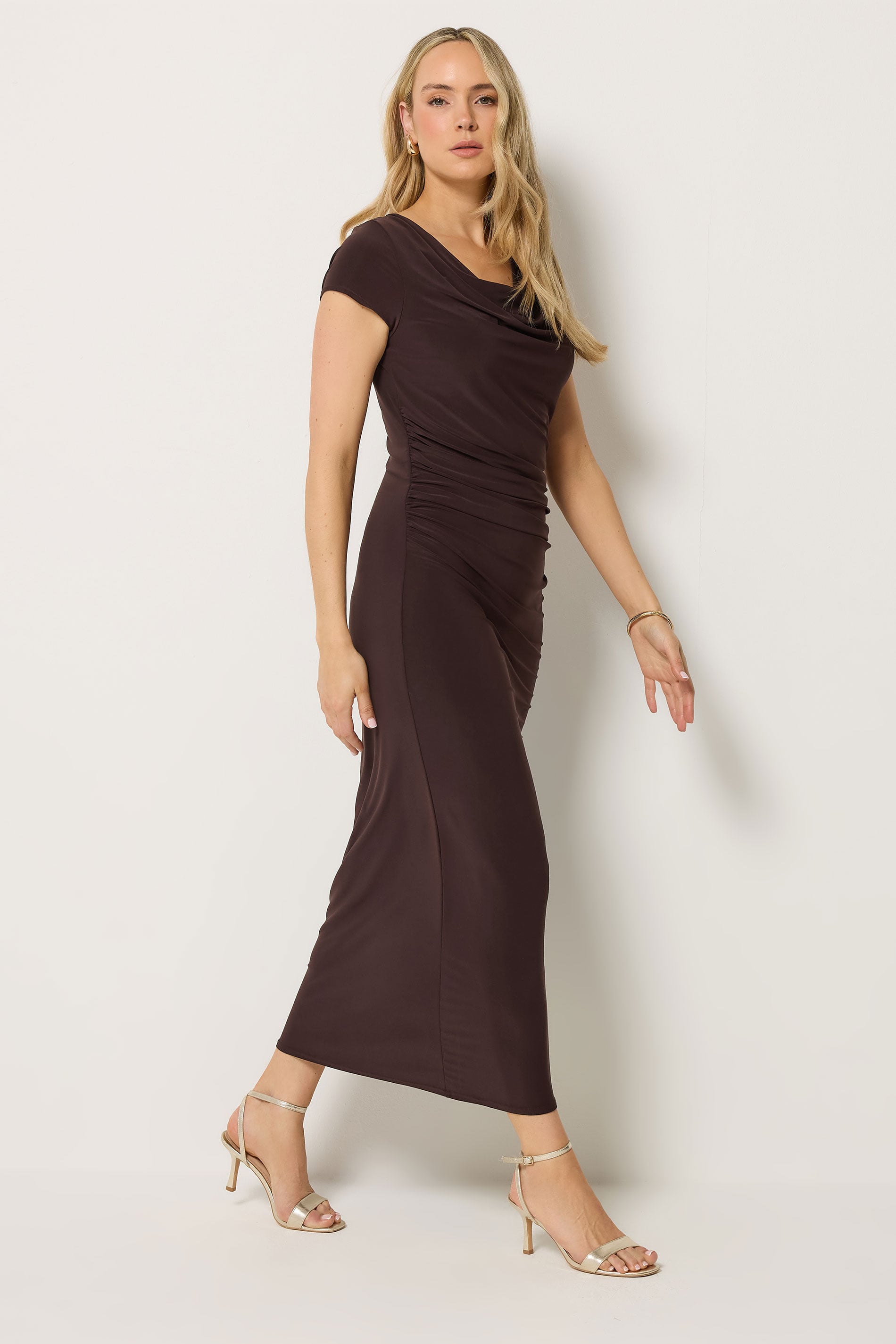 LTS Tall Women's Brown Draped Maxi Dress | Long Tall Sally 3