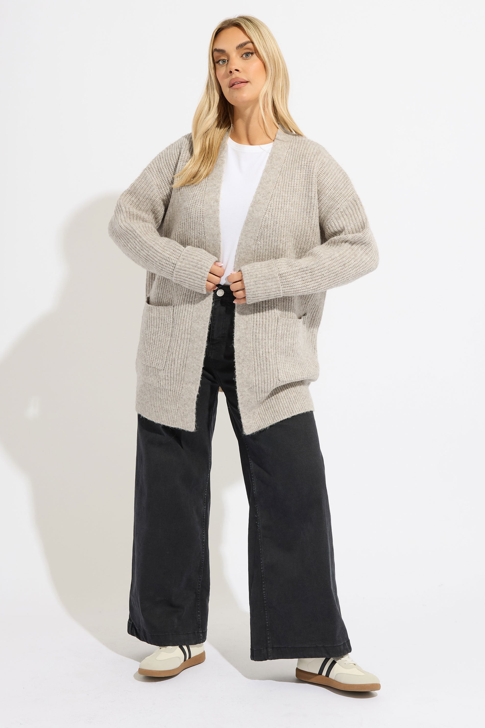 YOURS Plus Size Natural Brown Soft Touch Knitted Cardigan | Yours Clothing 1