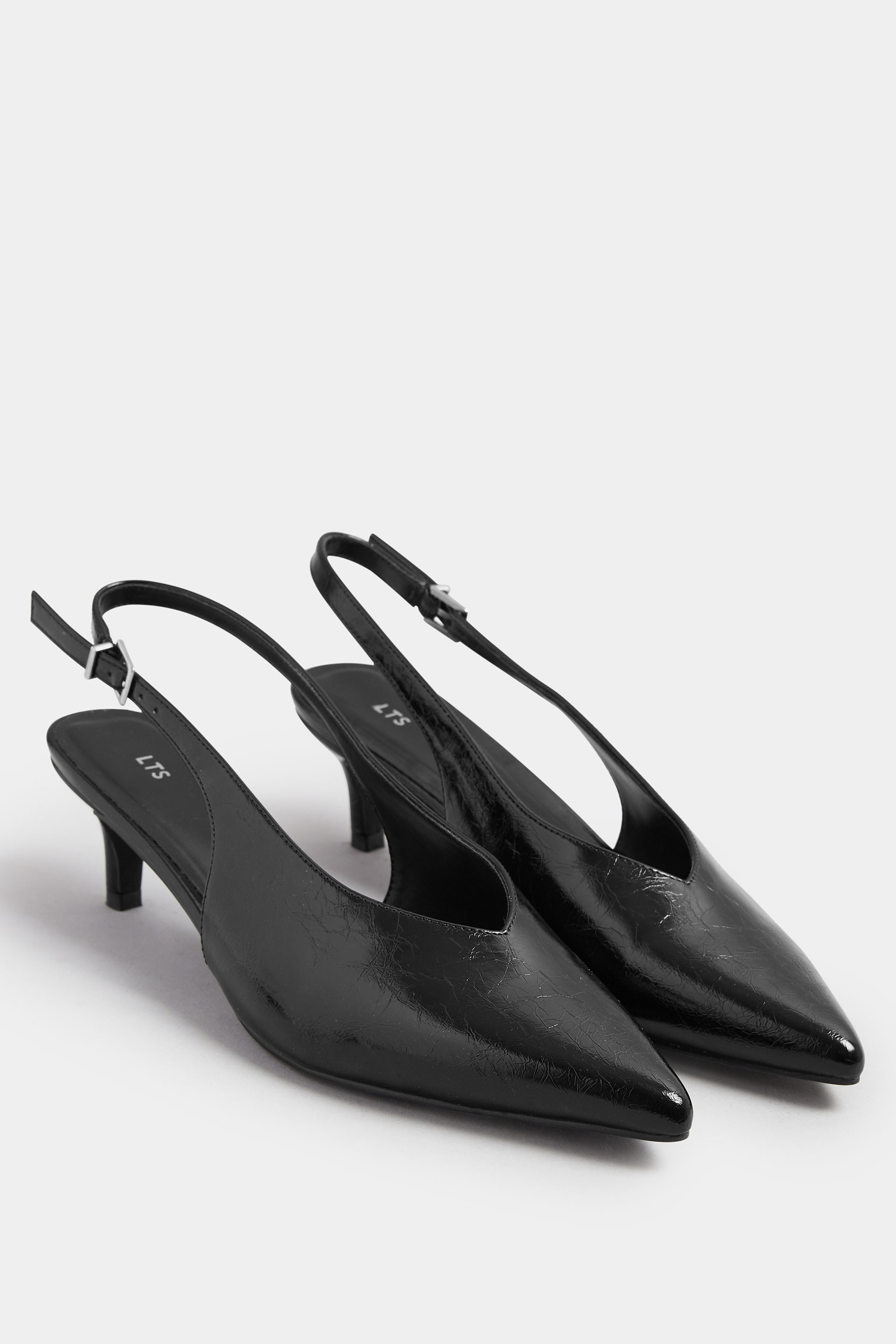 LTS Black Pointed Slingback Kitten Heel | Long Tall Sally 1