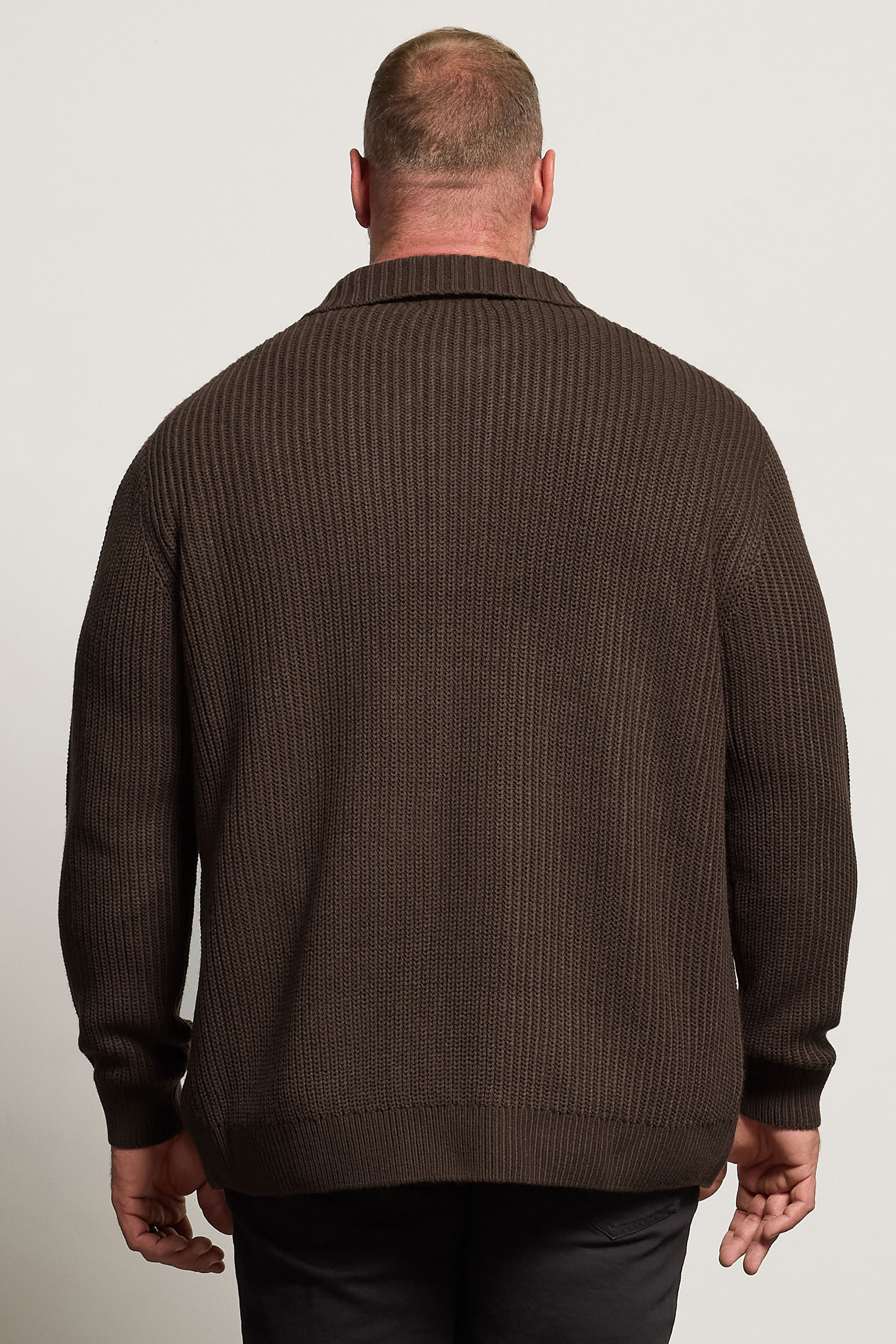 BadRhino Big & Tall Brown Long Sleeve Knitted Shirt | BadRhino 2