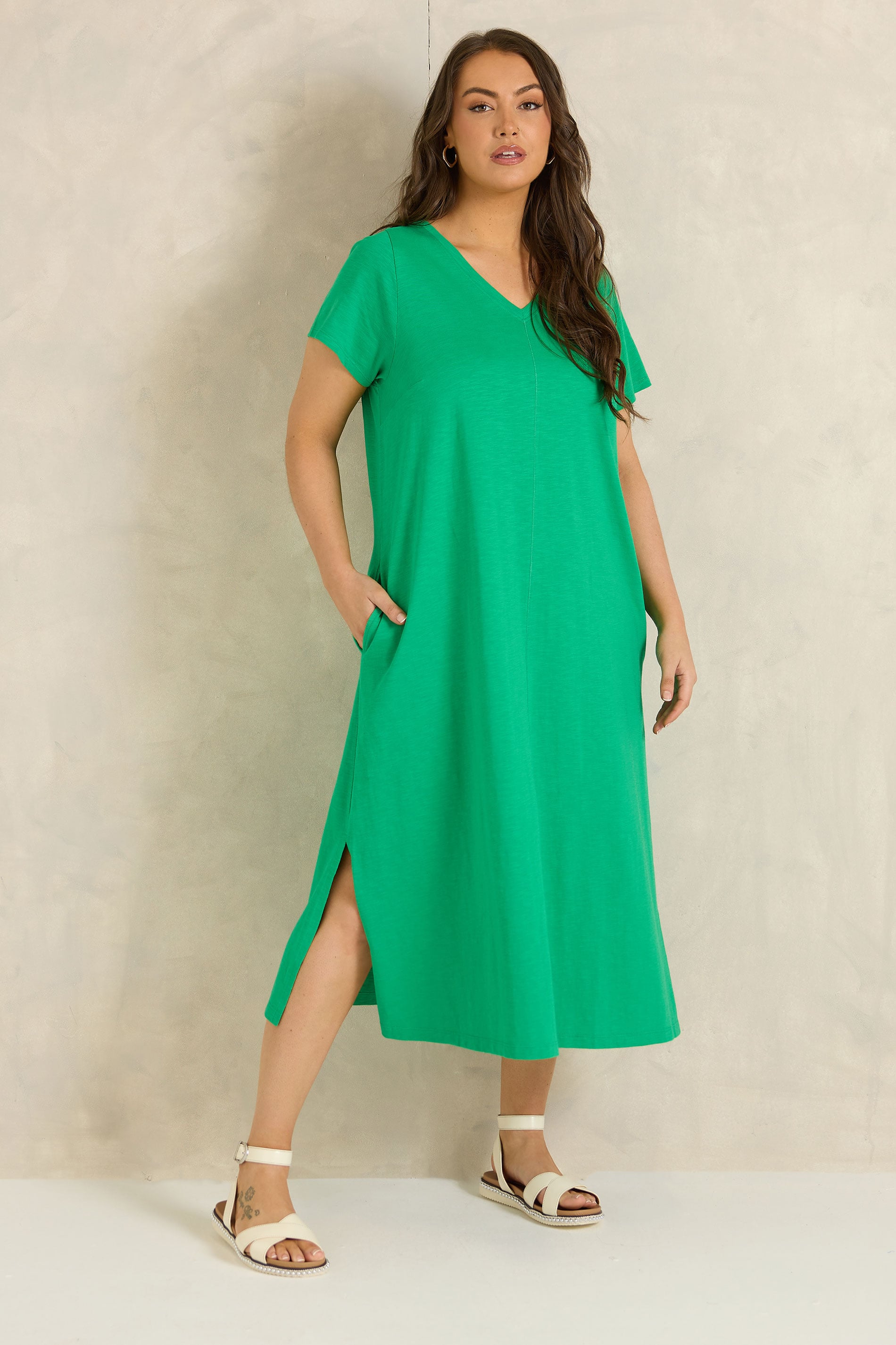 Evans Women's Green Plus Premium Cotton Dress Size 22-24
