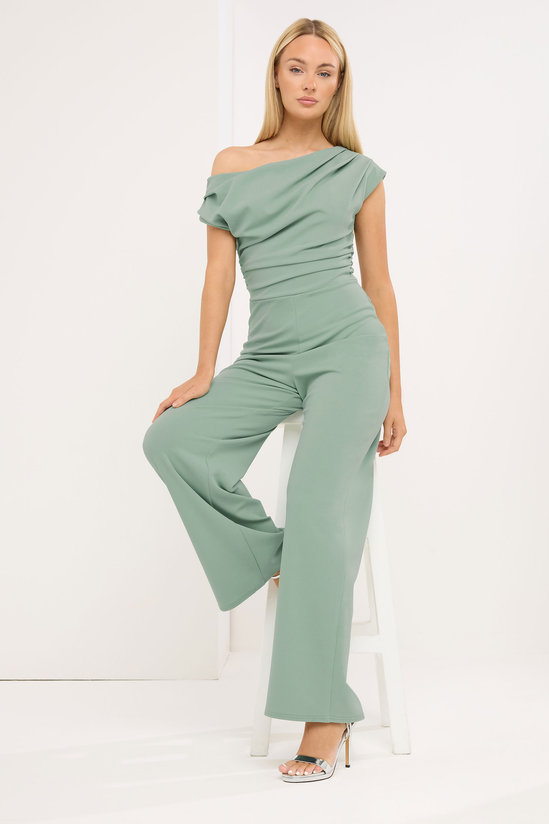 STAR Sage Green Wide Leg Draped Jumpsuit | StarBYJM 1
