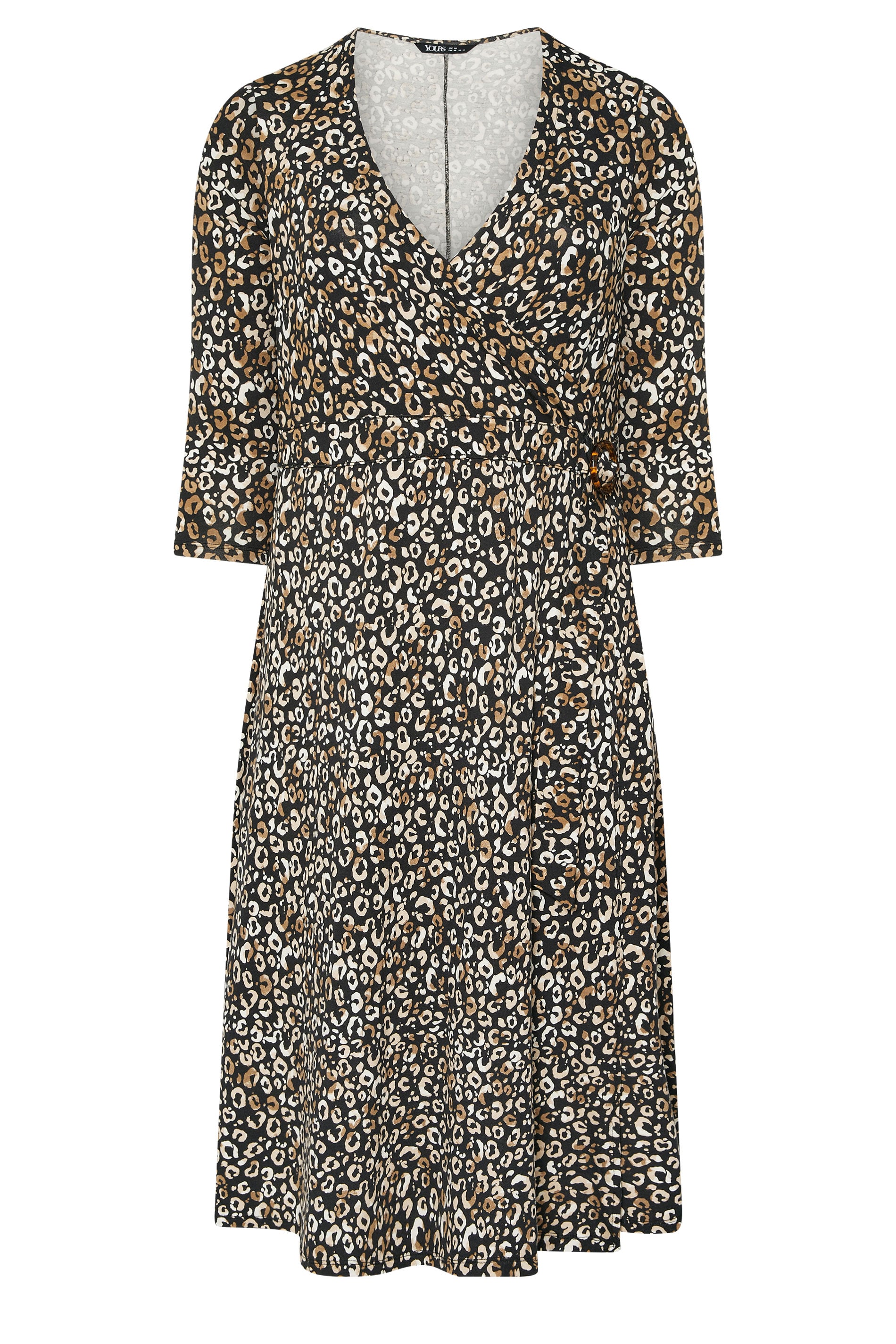 YOURS Plus Size Black Leopard Print Wrap Dress | Yours Clothing 5