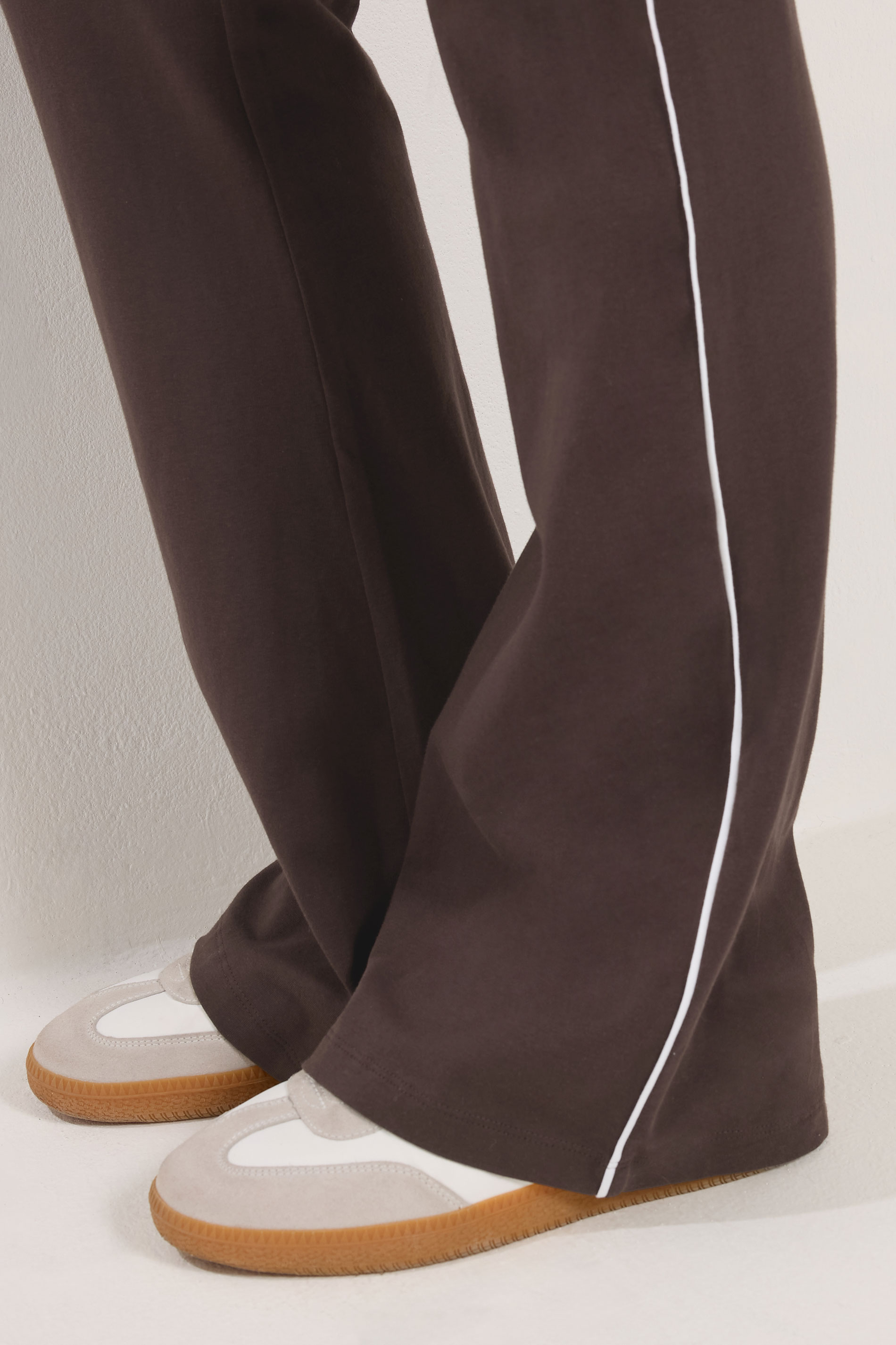 LTS Tall Chocolate Brown Striped Kick Flare Leggings | Long Tall Sally 4