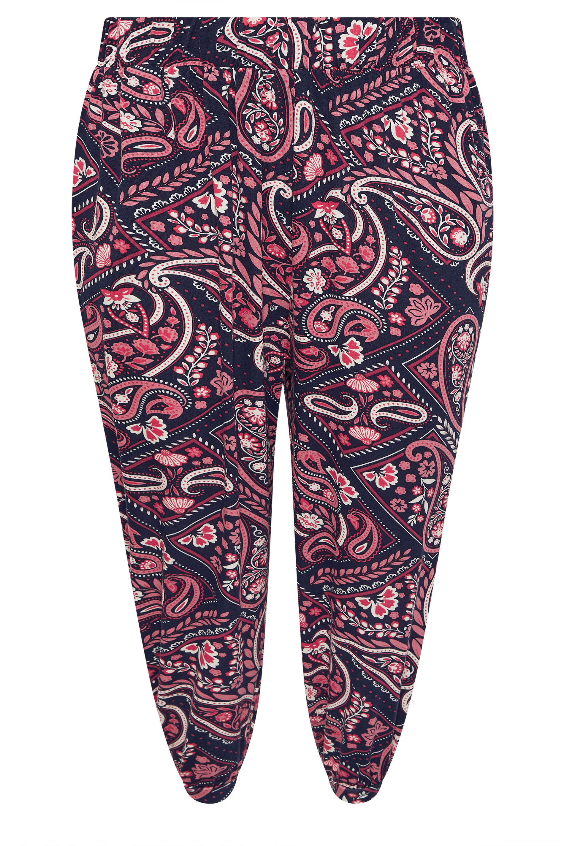 YOURS Plus Size Navy Blue Paisley Print Harem Trousers | Yours Clothing 5