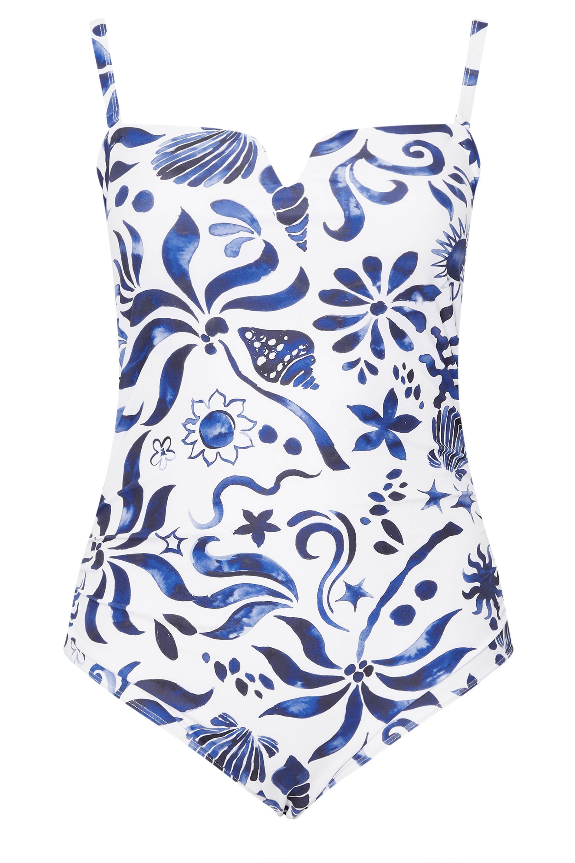 YOURS Plus Size White Abstract Floral Print Swimsuit | Yours Clothing 7