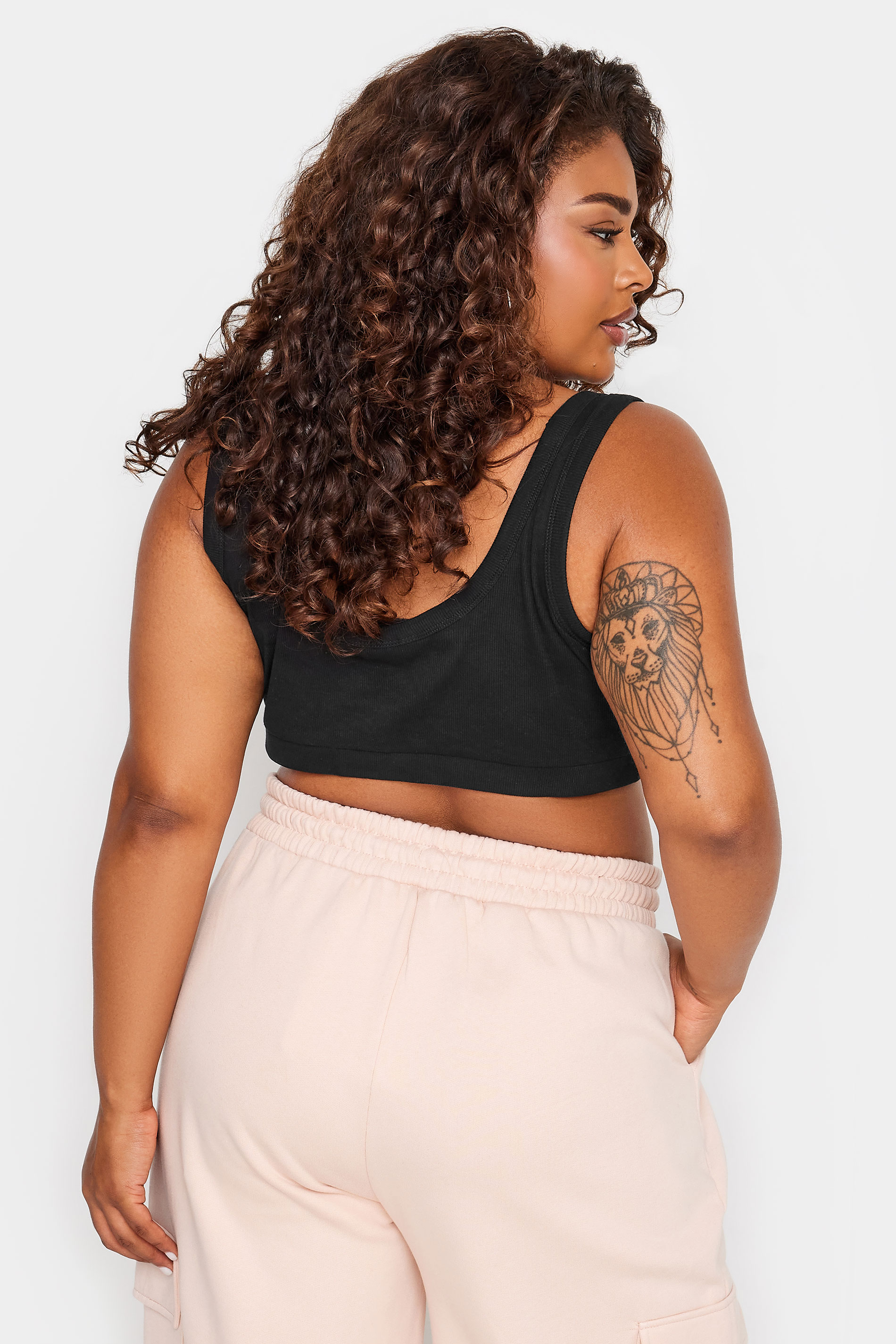 YOURSET Plus Size 2 PACK Black Ribbed Crop Tops | Yours Clothing 5