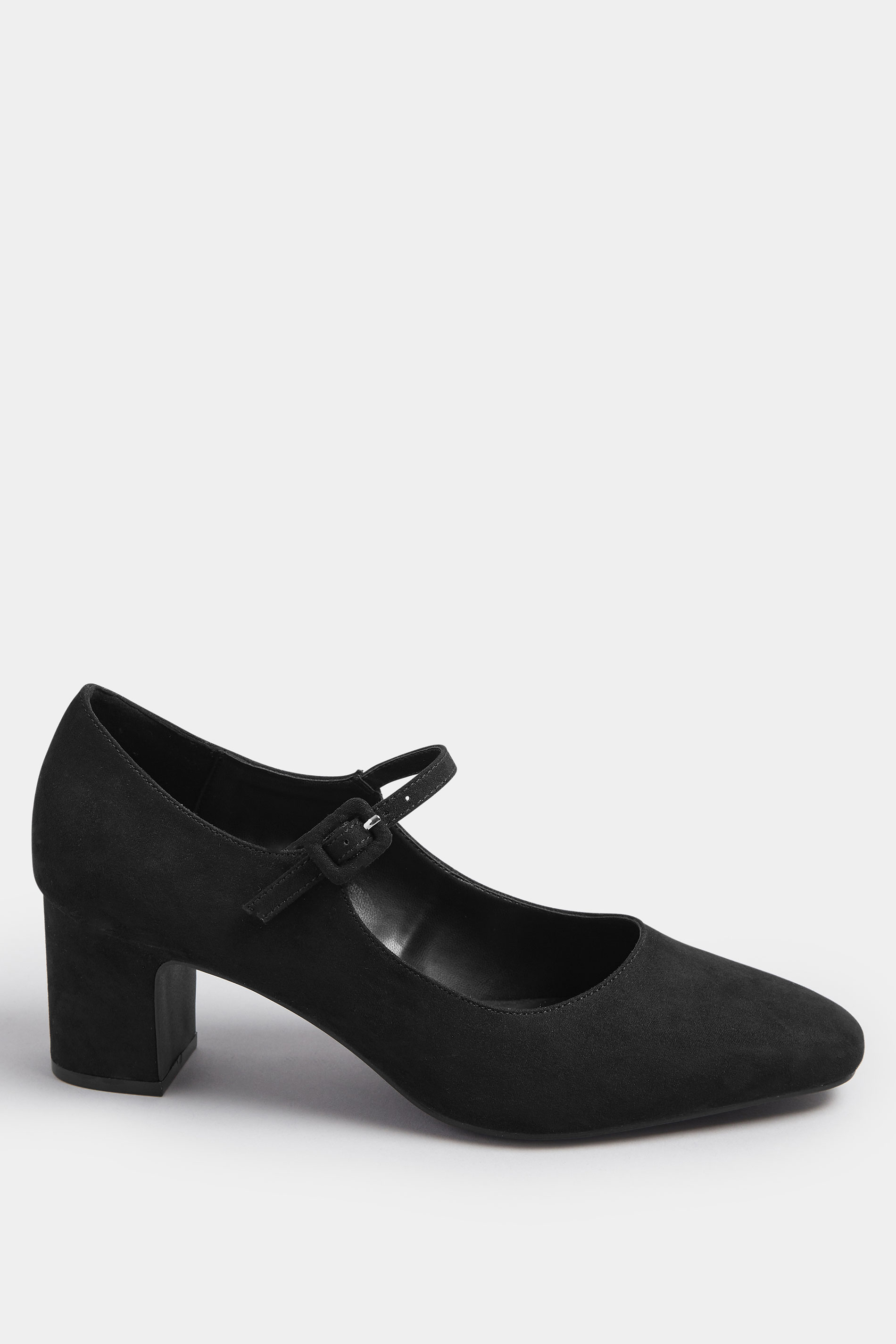 LTS Black Faux Suede Mary Jane Block Heel In Standard Fit | Long Tall Sally 2