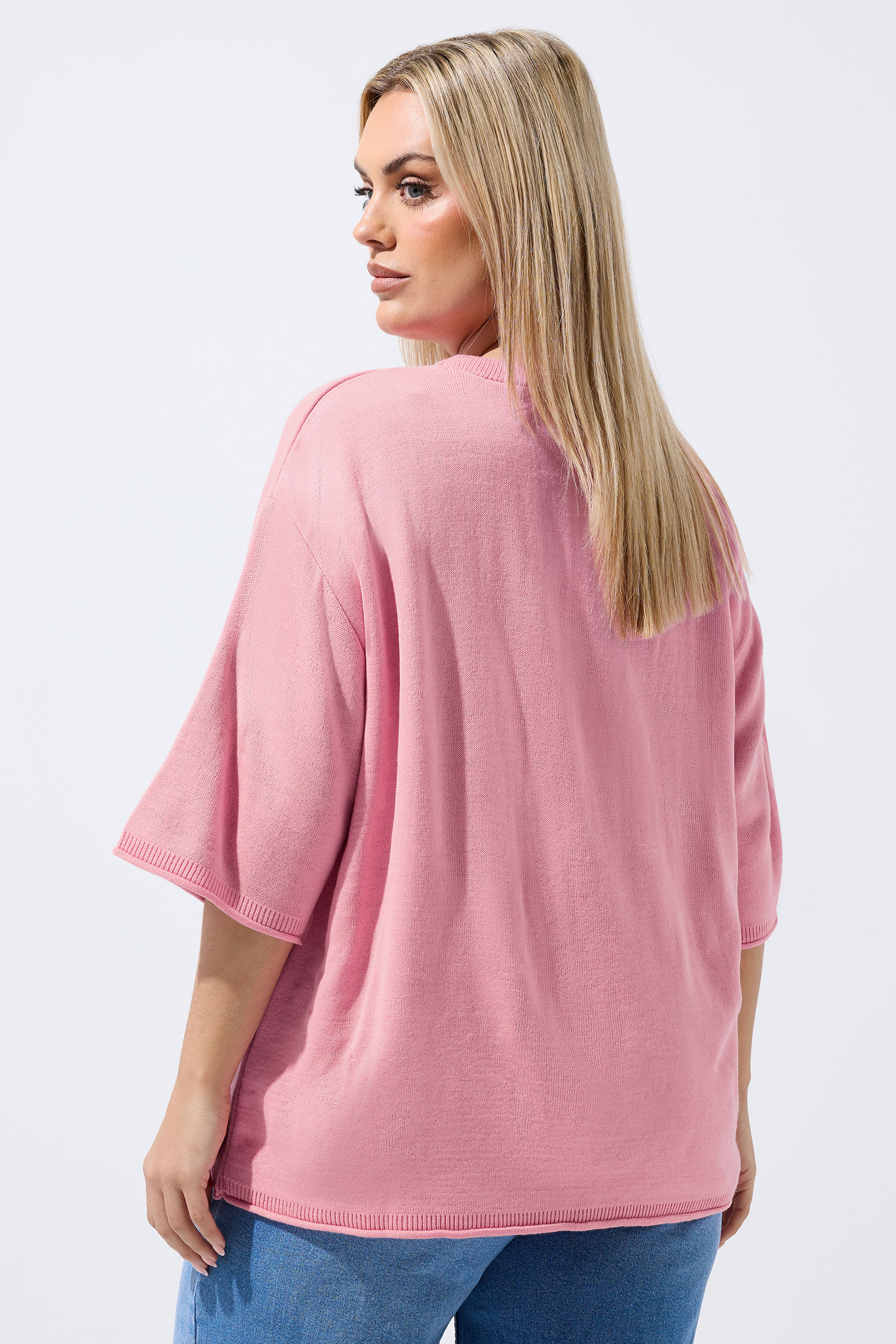 LIMITED COLLECTION Plus Size Pink Strawberry knitted Boxy Top | Yours Clothing 2