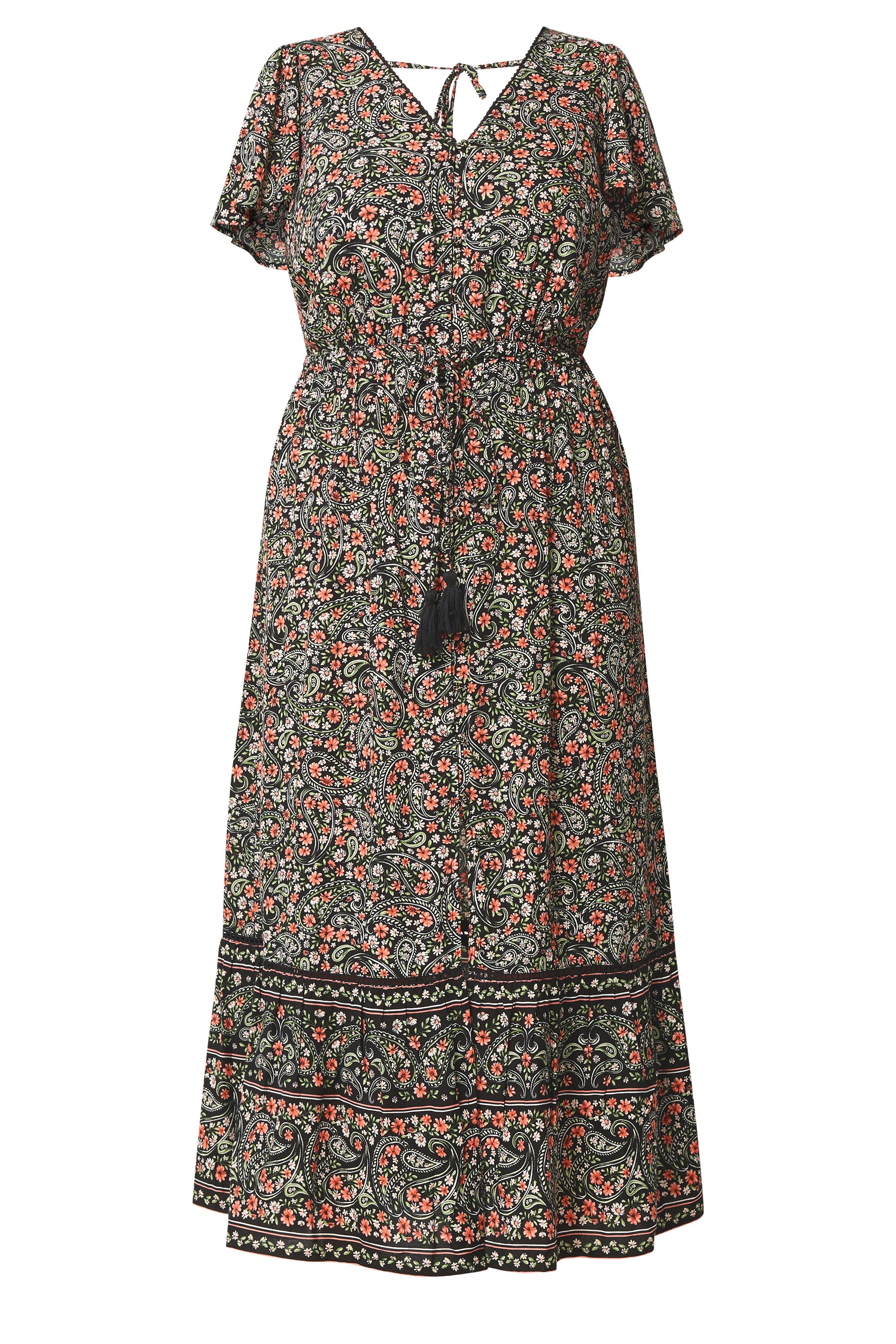 YOURS Plus Size Black Ditsy Floral Border Detail Dress | Yours Clothing 6
