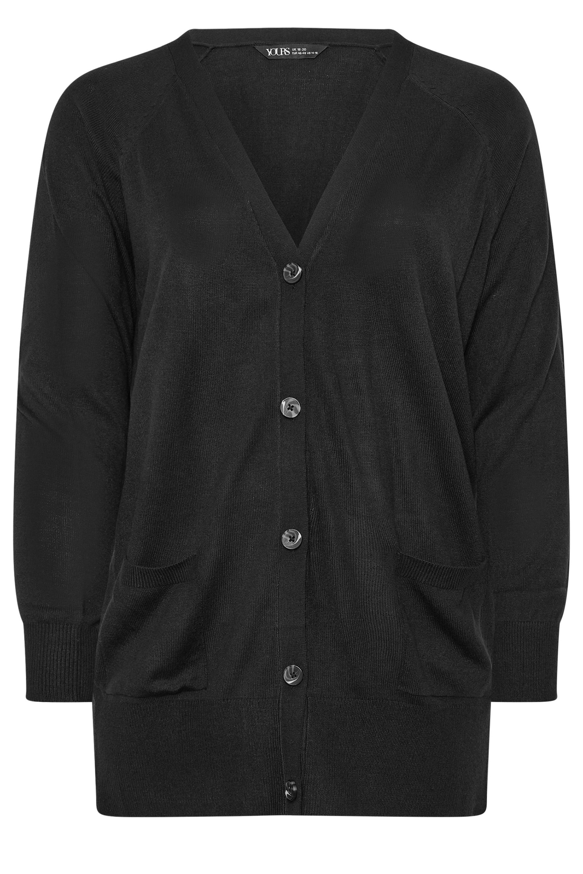 YOURS Plus Size Black Boyfriend Button Through Cardigan | Yours Clothing 6
