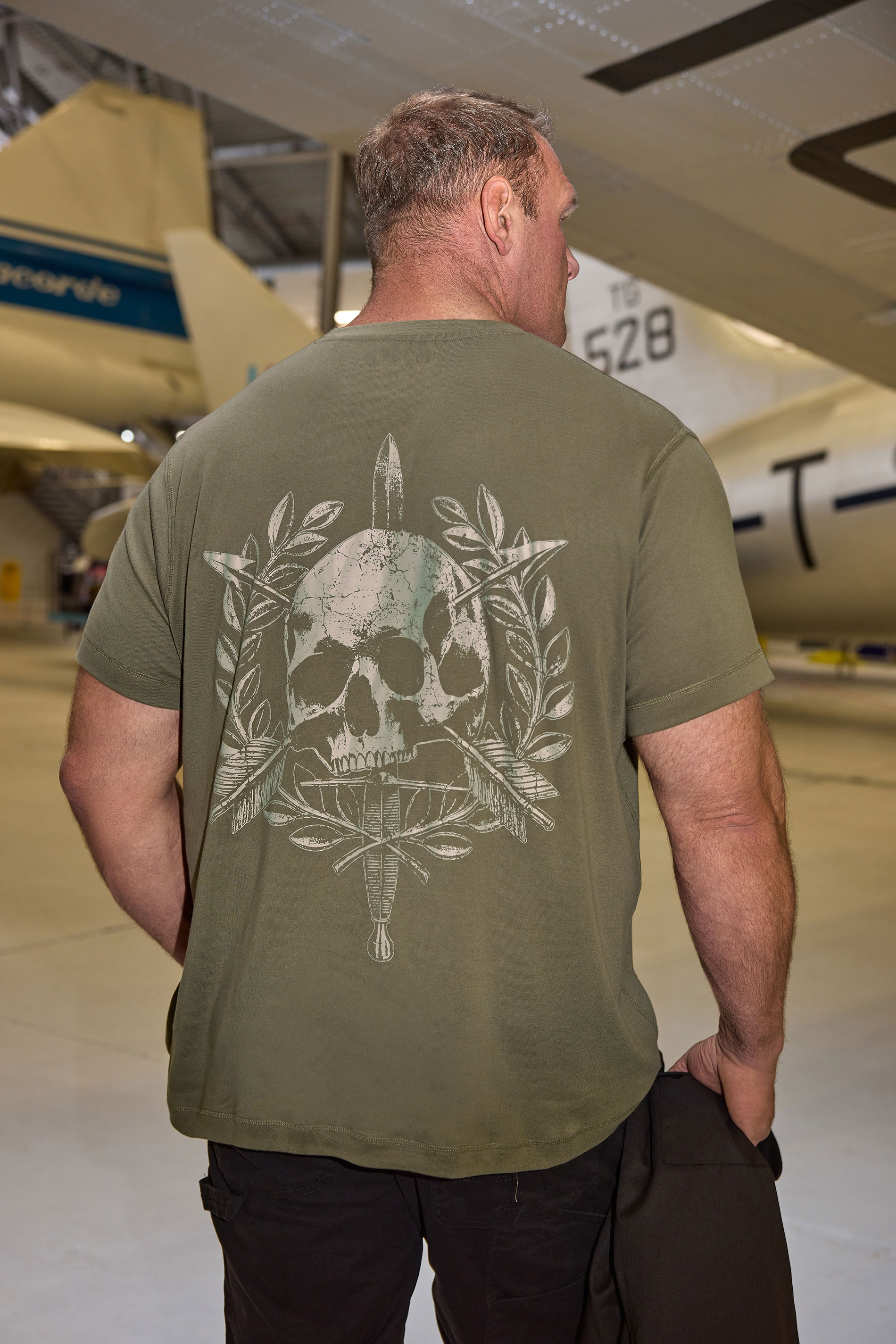 BadRhino Big & Tall Olive Green Skull Emblem Graphic T-Shirt | BadRhino 3