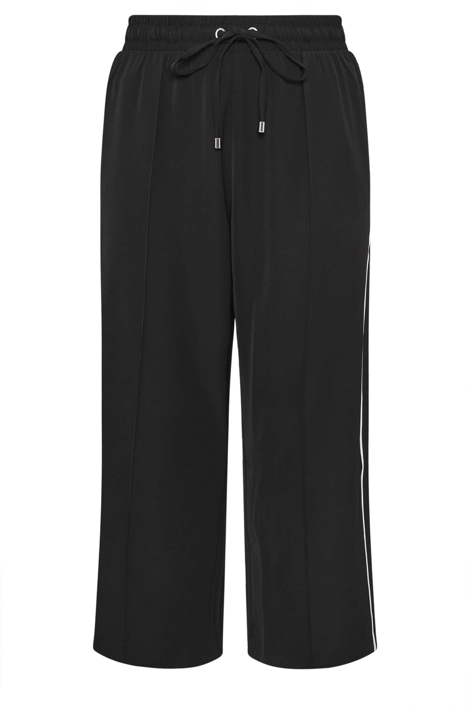 YOURS Plus Size Black Side Stripe Wide Leg Trousers | Yours Clothing 6