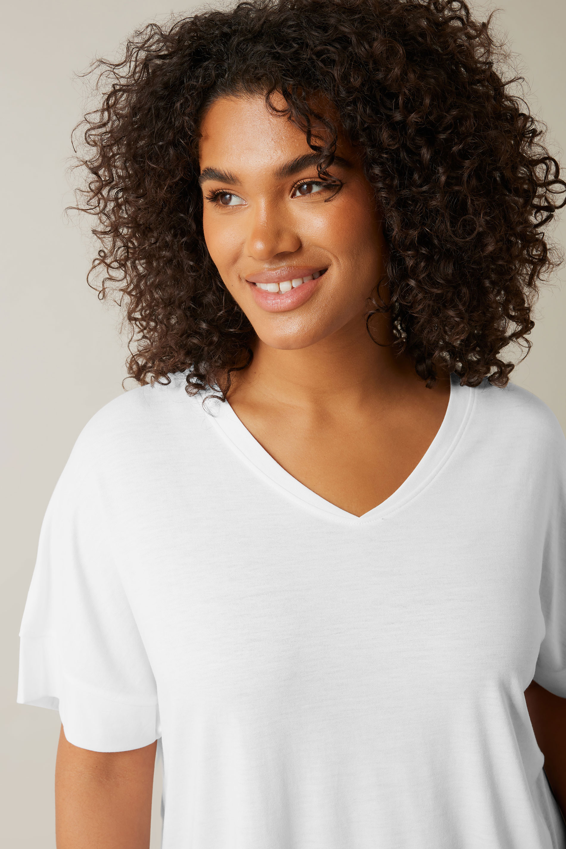 EVANS 2 PACK Plus Size White & Black V-Neck Modal Rich T-Shirts | Evans 6