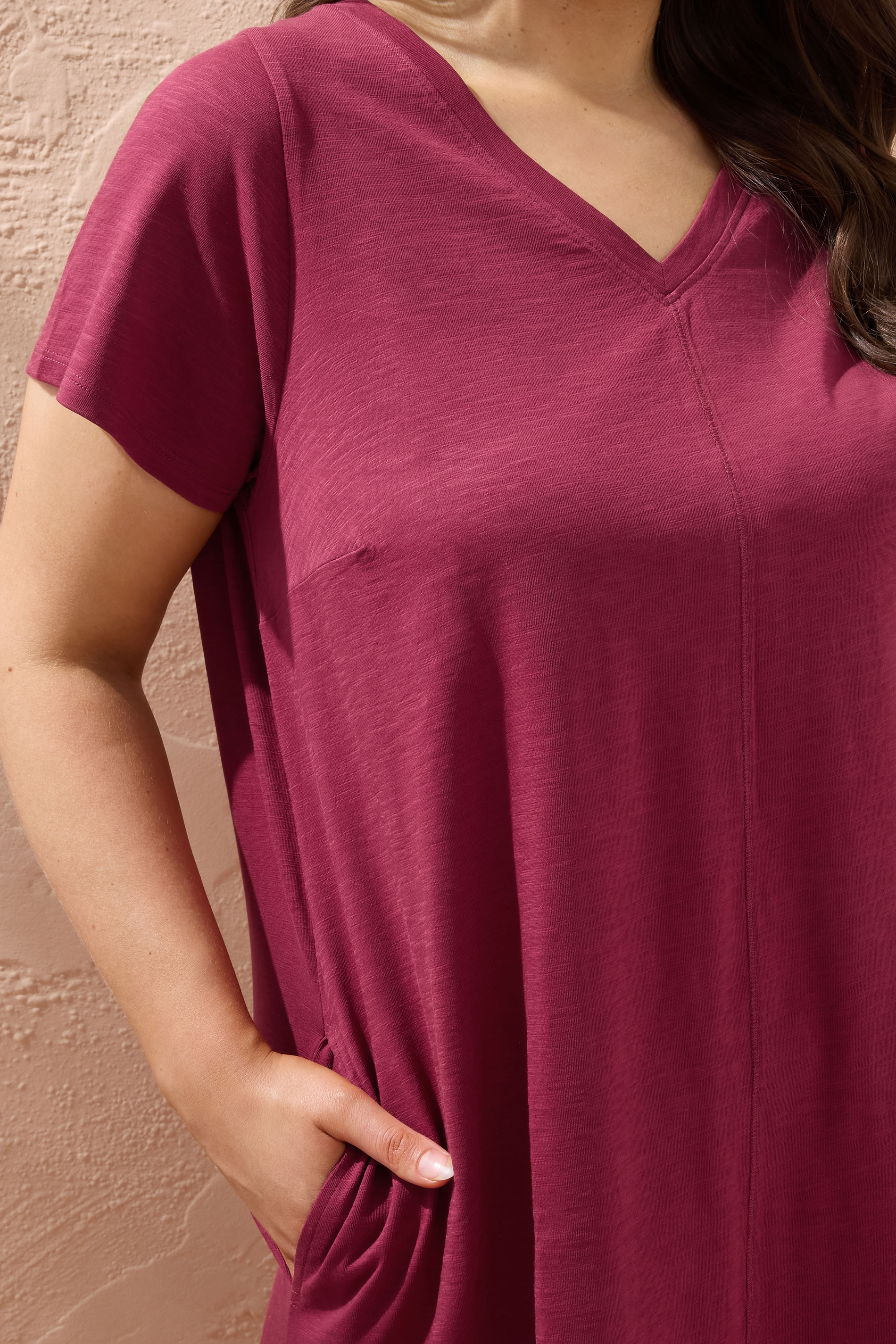 EVANS Plus Size Burgundy Red Premium Cotton Dress | Evans 4