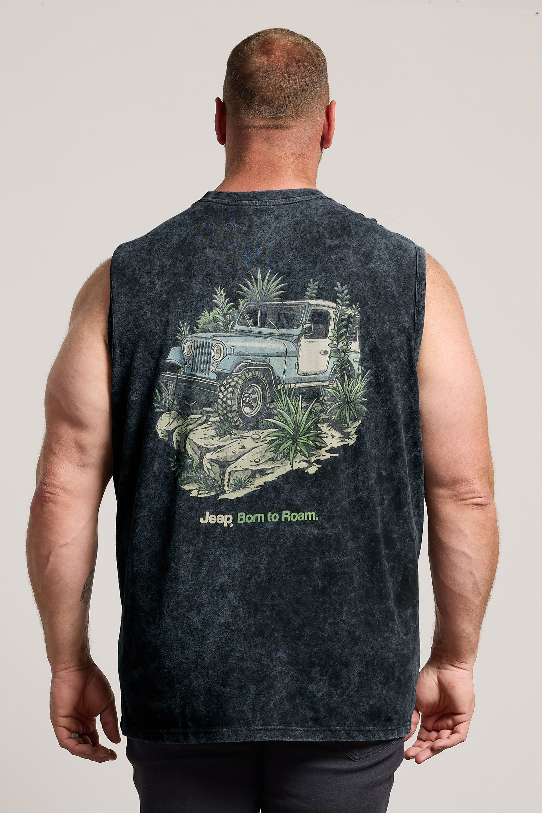 BadRhino Big & Tall Black Acid Wash 'Jeep' Graphic Vest | BadRhino 2