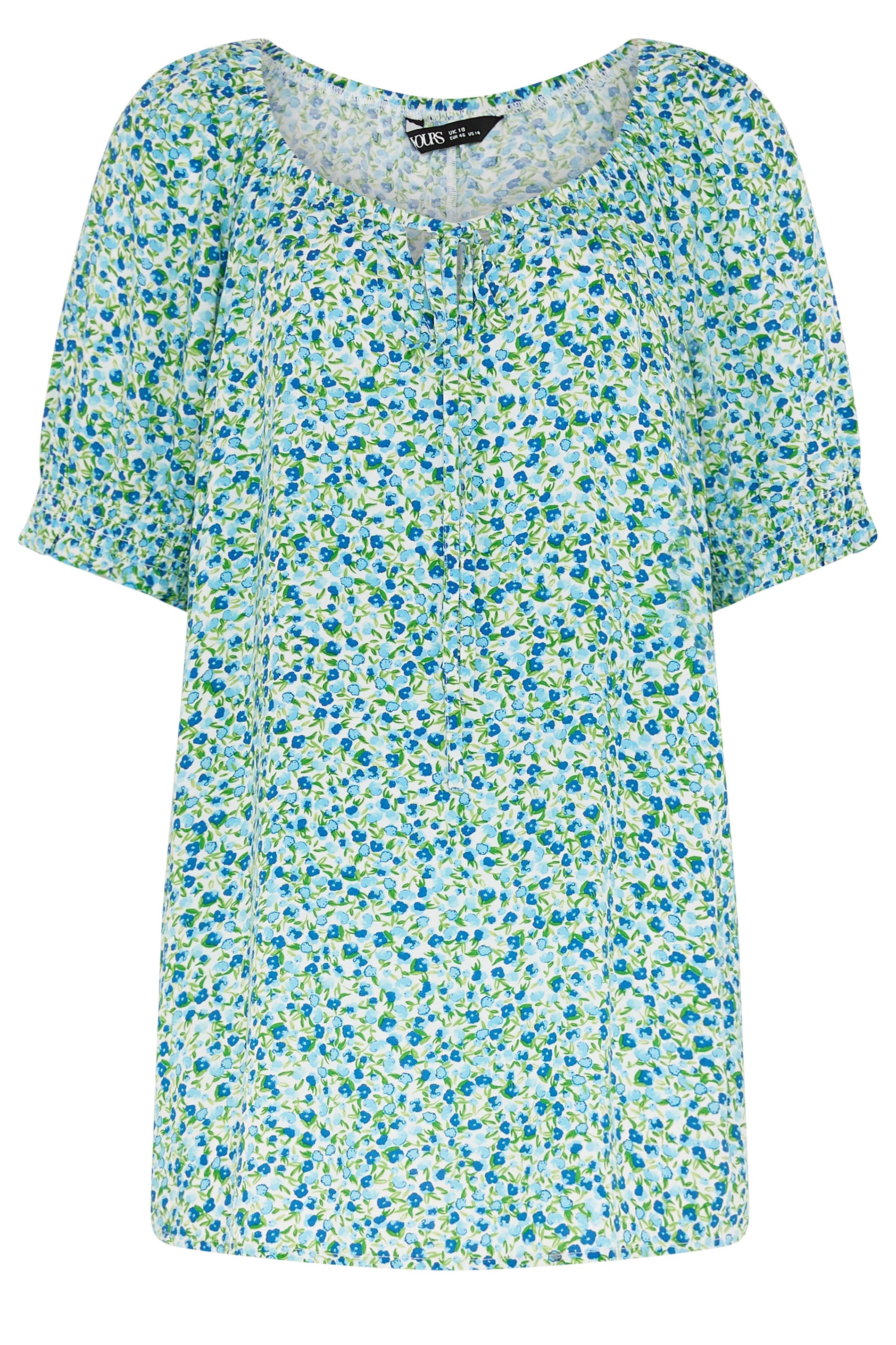 YOURS Plus Size Blue Ditsy Floral Top | Yours Clothing 5
