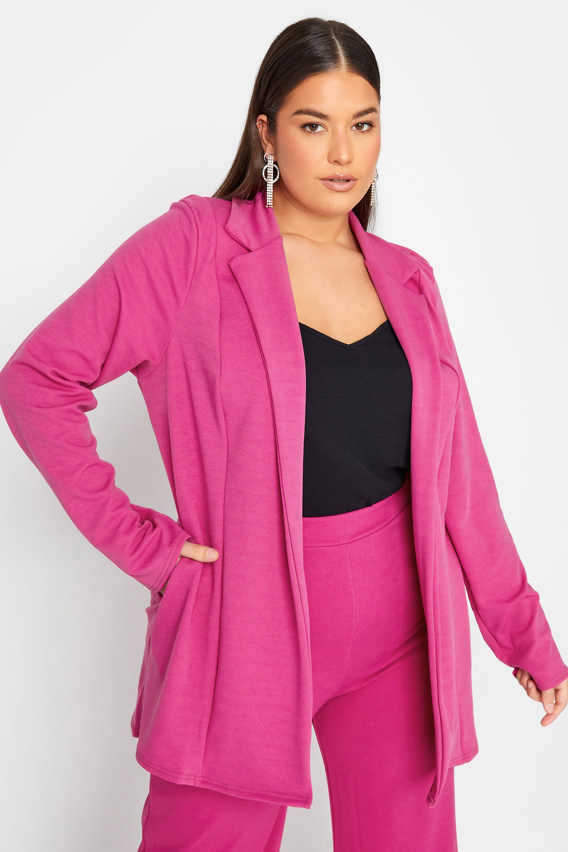 LTS Pink Scuba Longline Blazer | Long Tall Sally 1