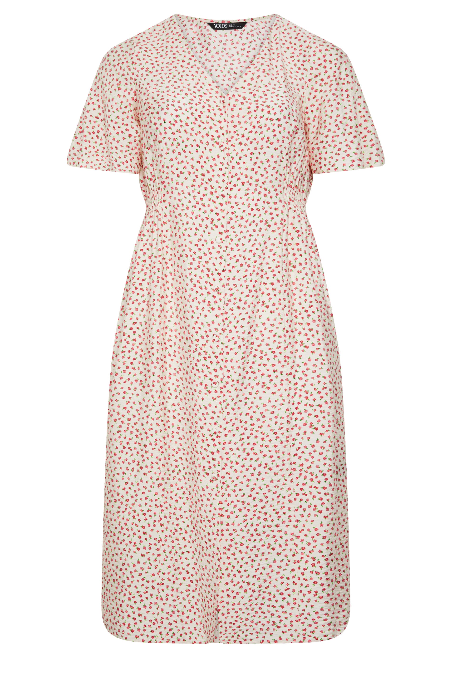YOURS Plus Size Ivory White Floral Tea Dress | Yours Clothing 5