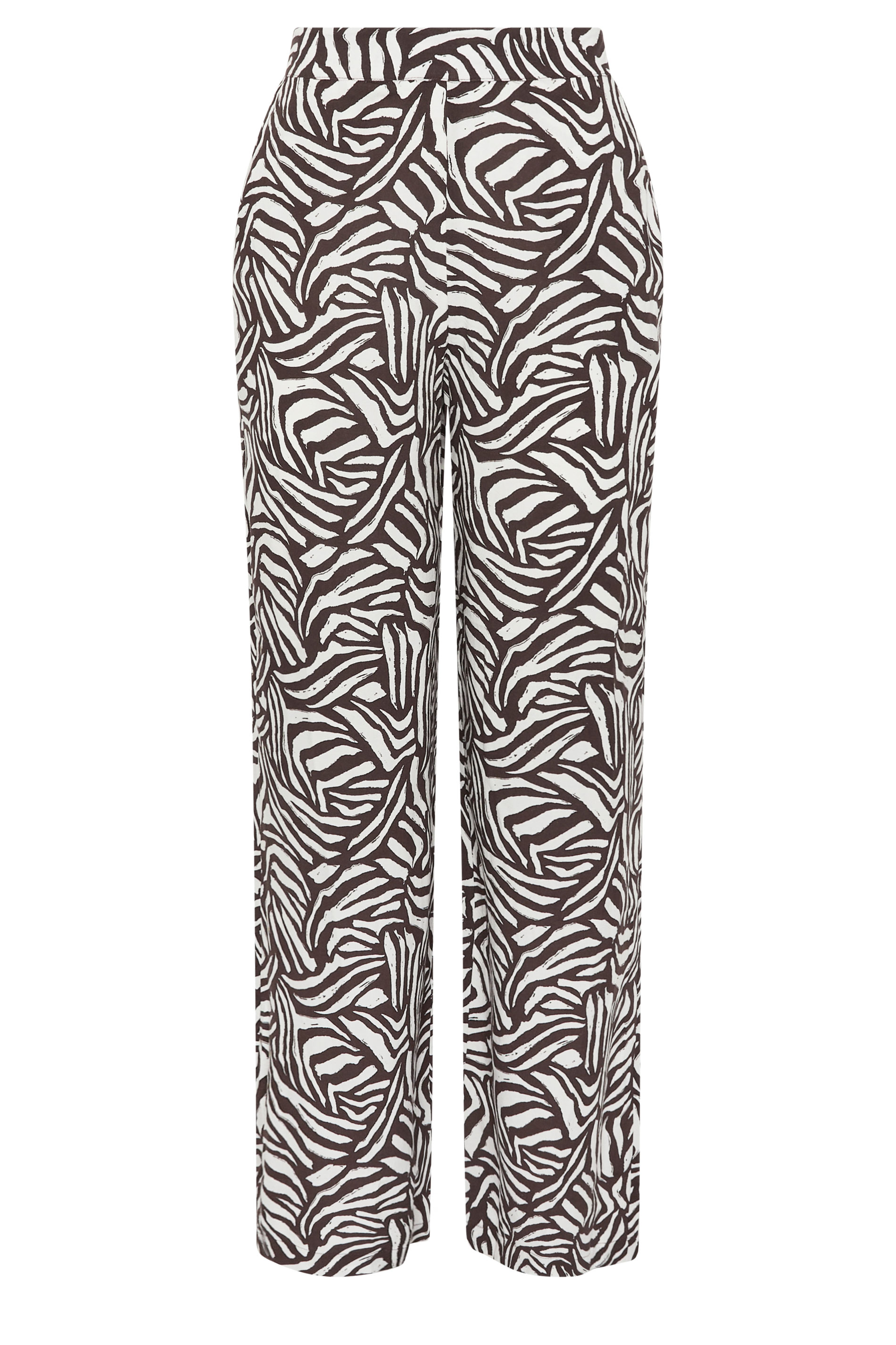 LTS Tall Women's Chocolate Brown Zebra Print Wide Leg Trousers | Long Tall Sally 5