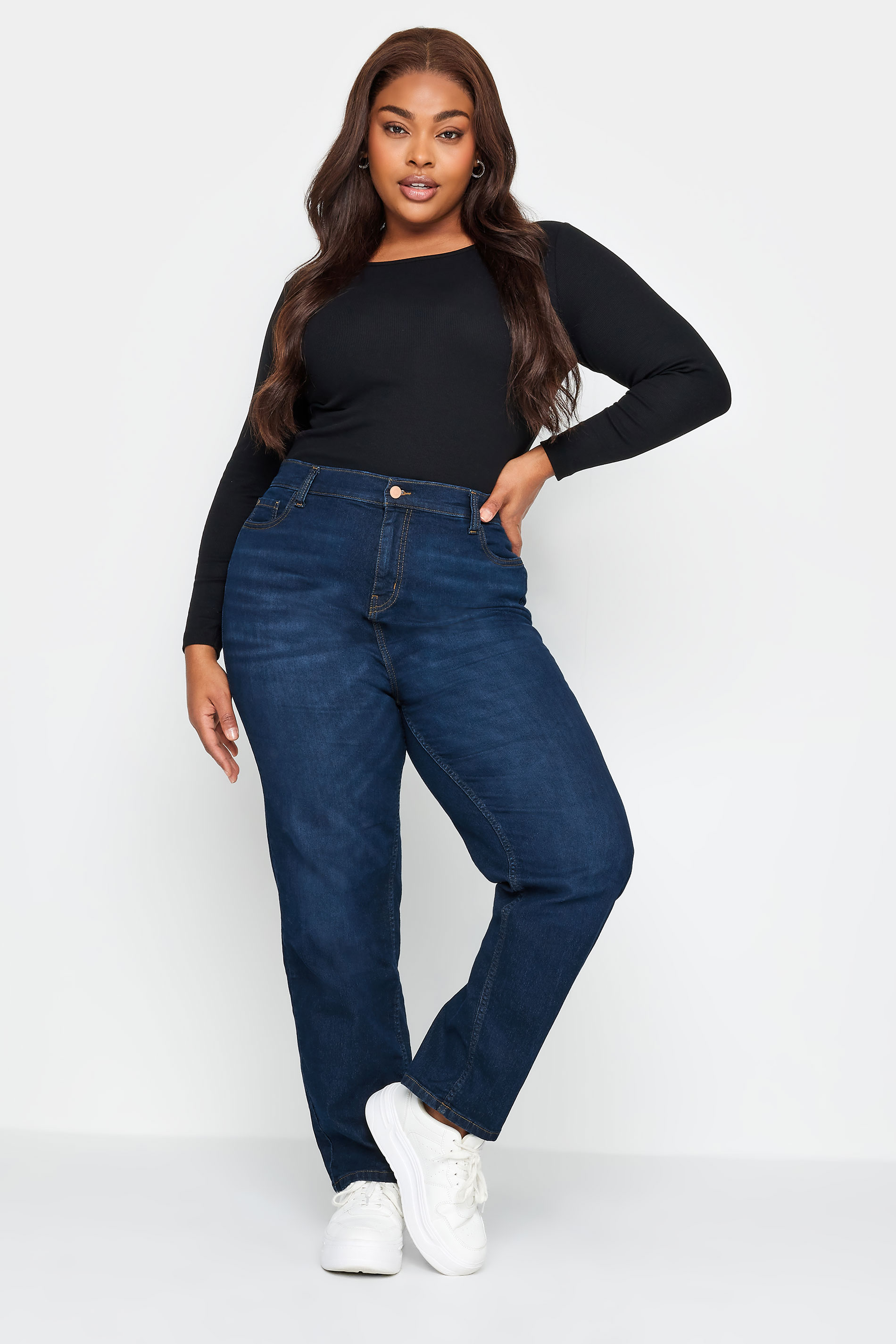 YOURS Plus Size Indigo Blue Straight Leg RUBY Jeans | Yours 2