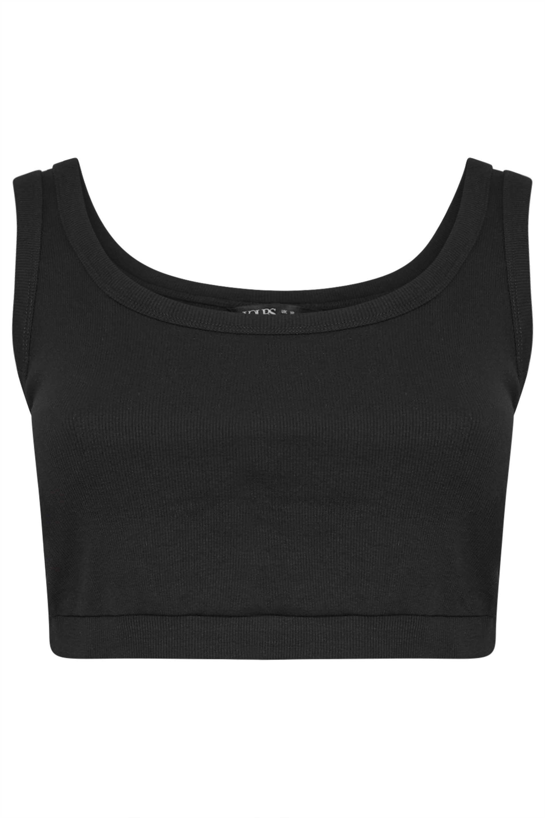YOURSET Plus Size 2 PACK Black Ribbed Crop Tops | Yours Clothing 8