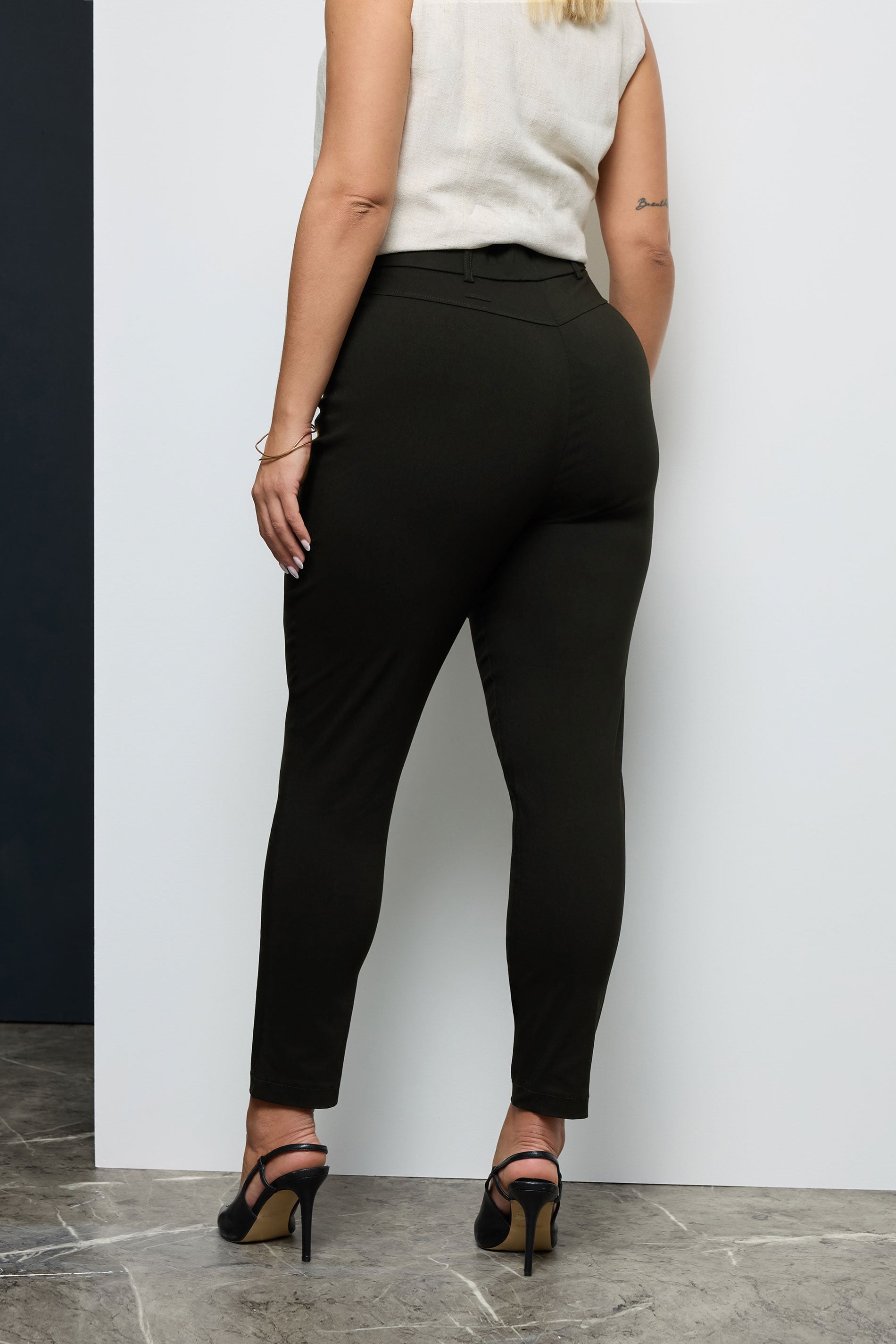 Curve Plus Size Black Bengaline Slim Leg Trousers 2