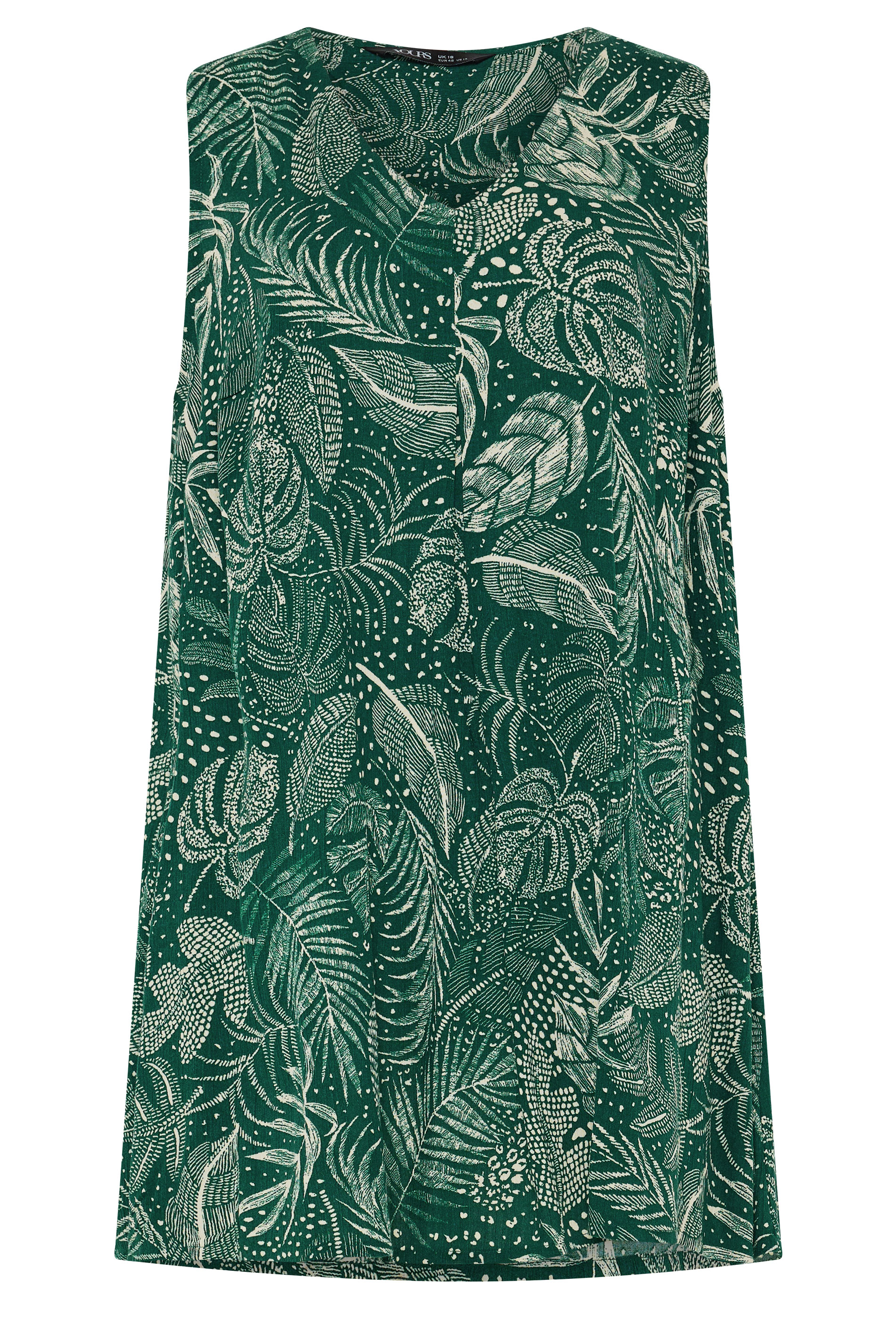 YOURS Plus Size Green Leaf Cami Vest Top | Yours Clothing 5