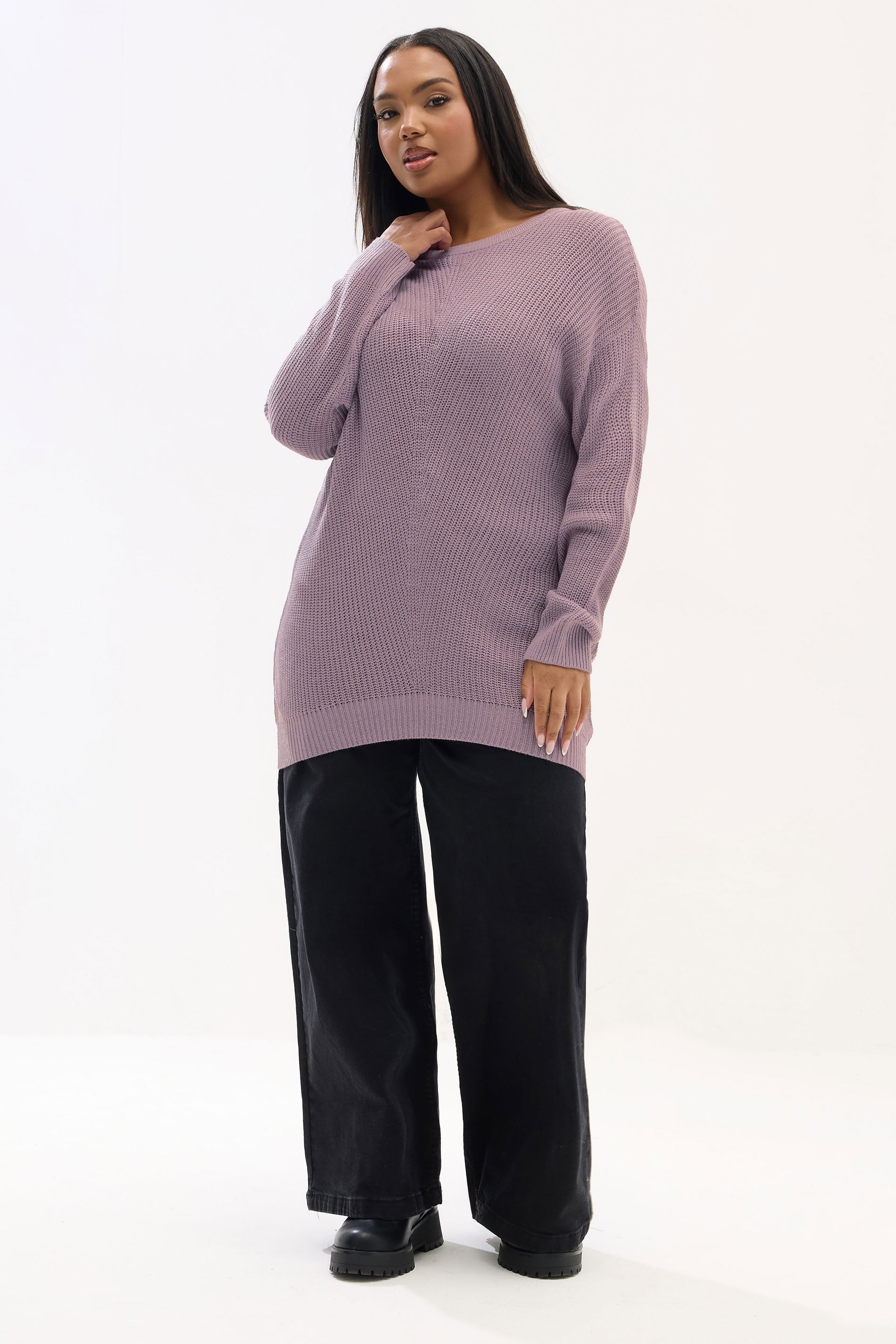 YOURS Plus Size Light Purple Essential Knitted Jumper | Yours Clothing 1