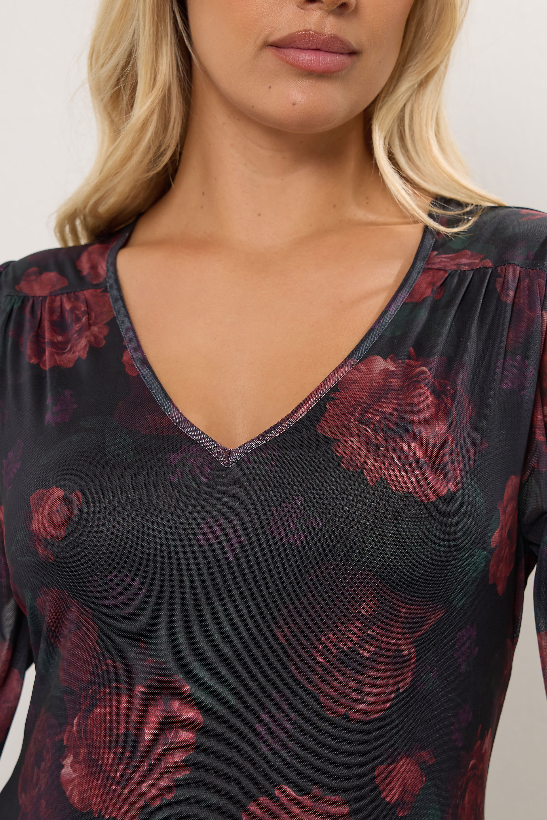 YOURS Plus Size Black Floral Mesh Maxi Dress | Yours Clothing 4