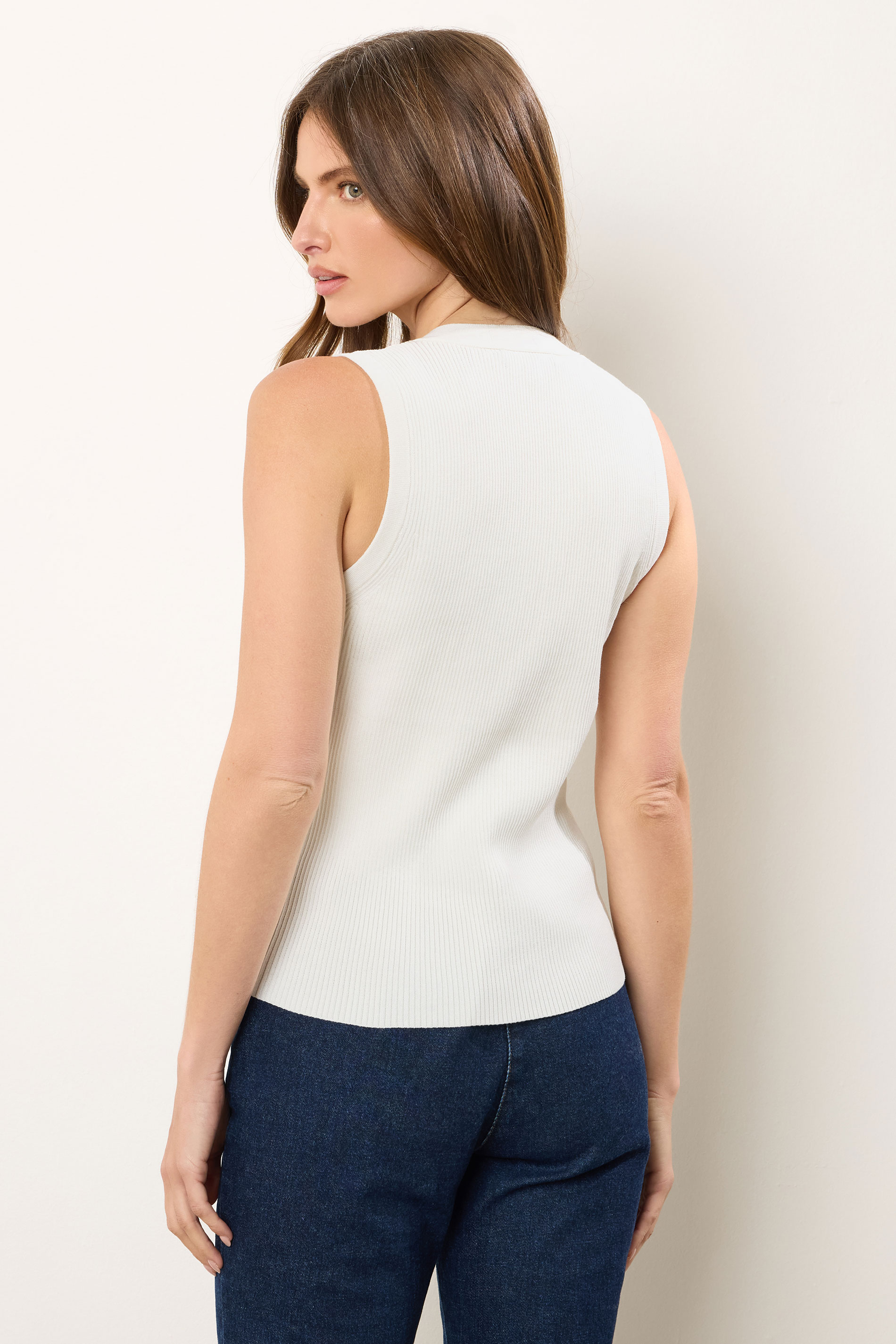 STAR Ivory White Ribbed Button Bust Vest Top | StarByJM 2