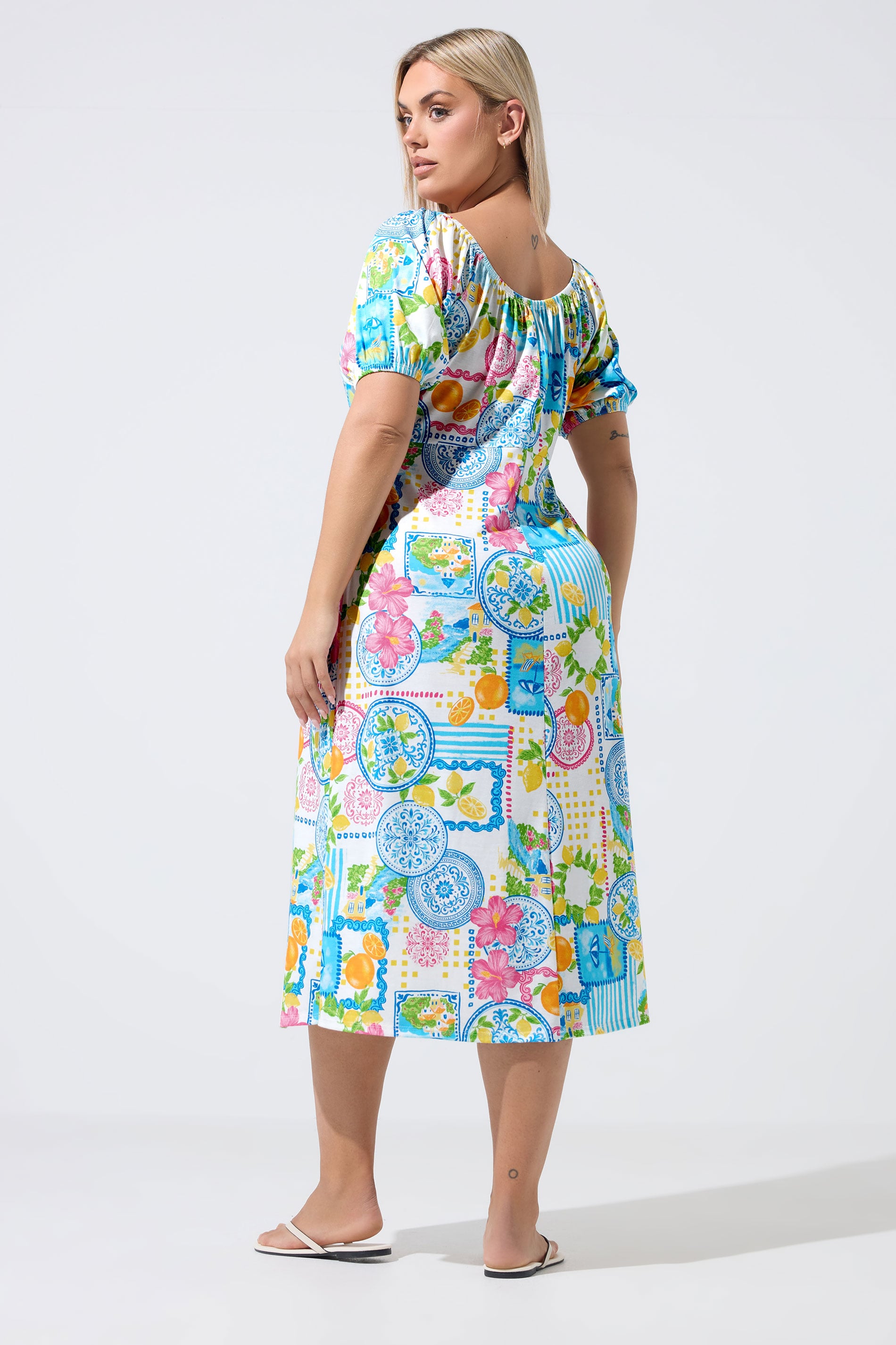 LIMITED COLLECTION Plus Size White Mixed Postcard Dress | Yours Clothing 2