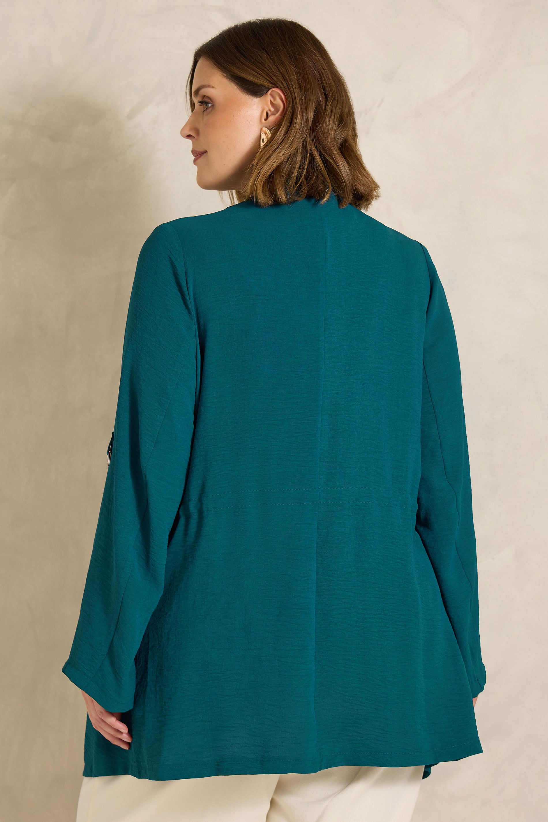 EVANS Plus Size Teal Green Lightweight Waterfall Jacket | Evans 2