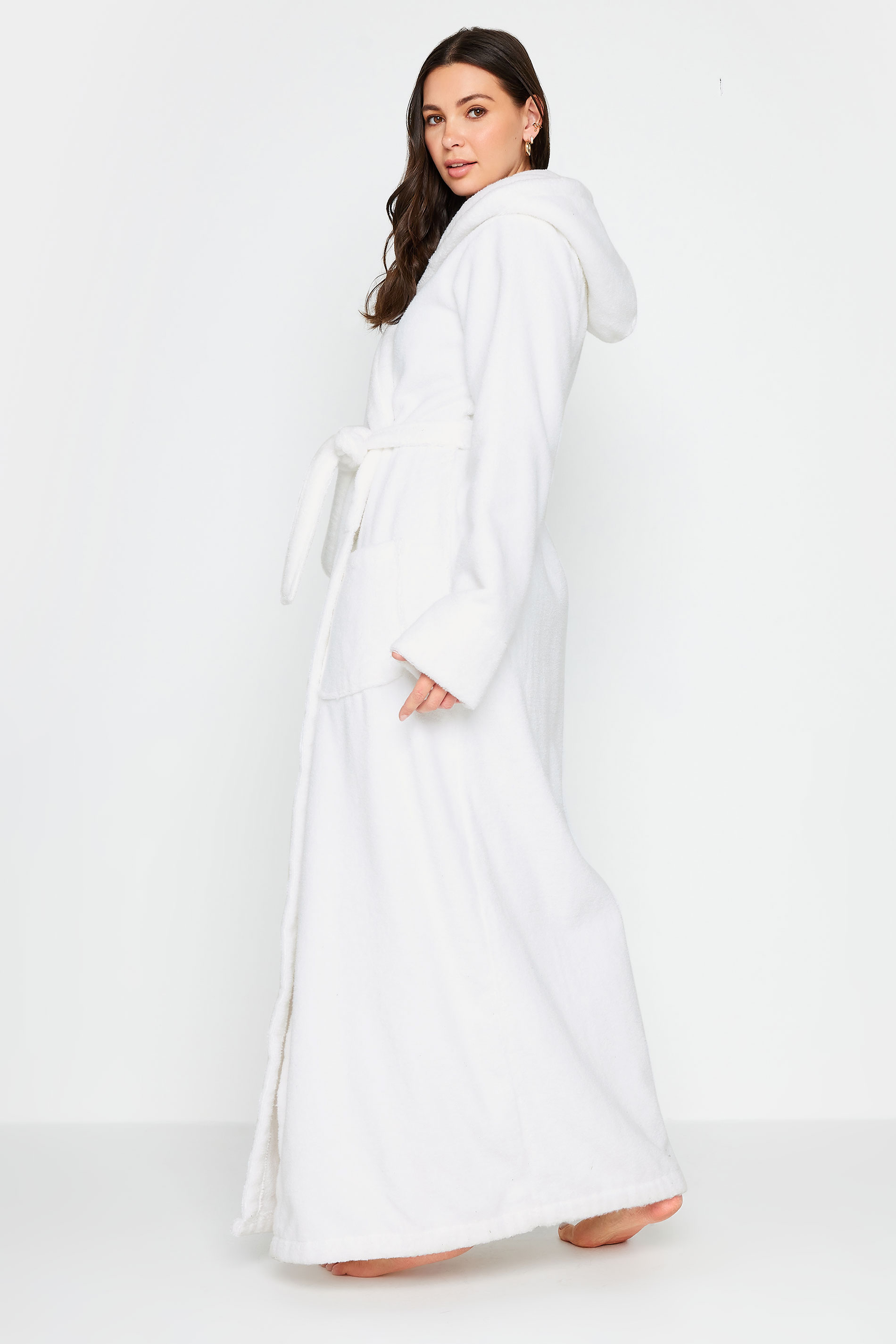 LTS PREMIUM Tall Womens White Cotton Towelling Maxi Robe | Long Tall Sally 5