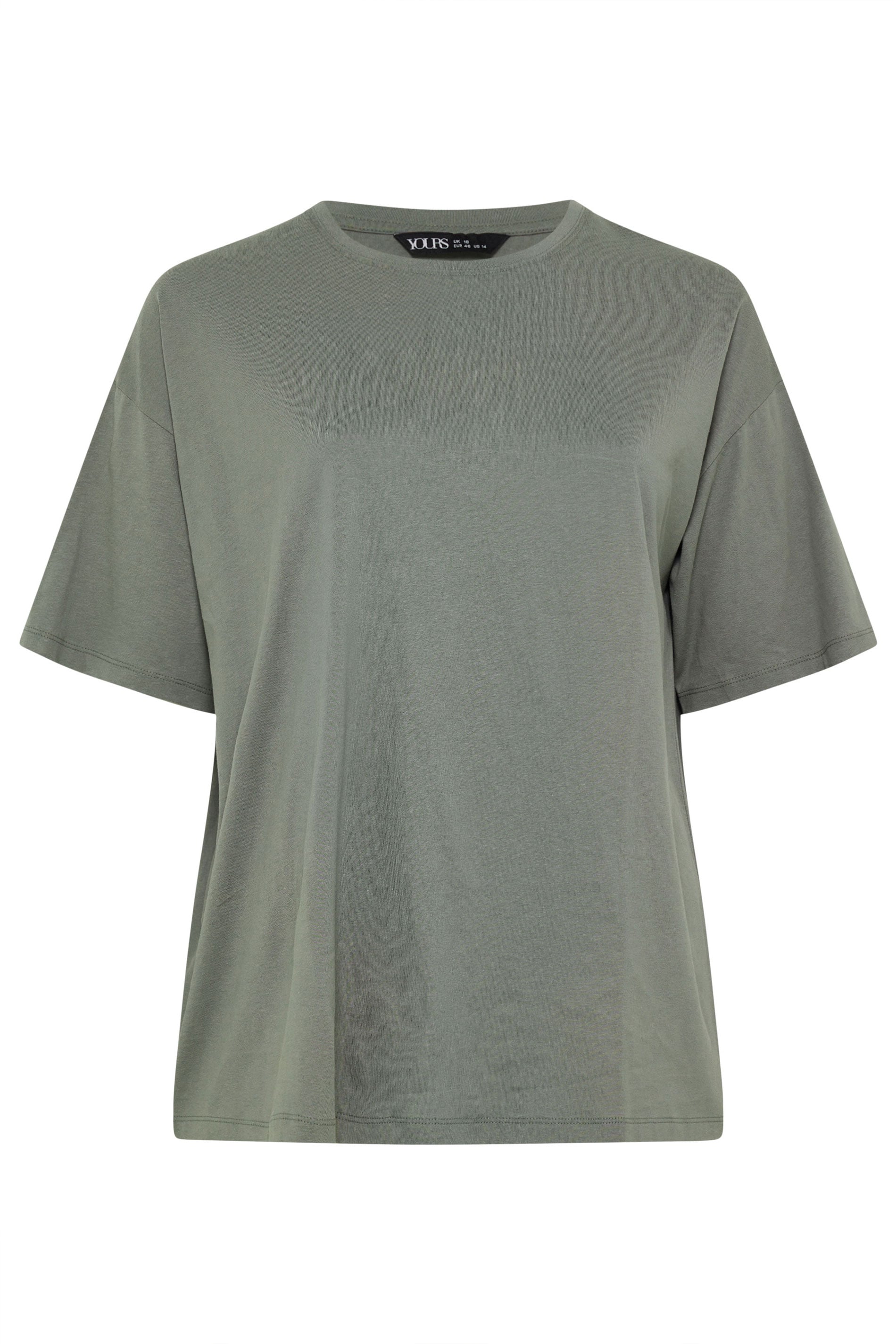 YOURS Plus Size Khaki Green Relaxed Longline T-Shirt | Yours Clothing 5