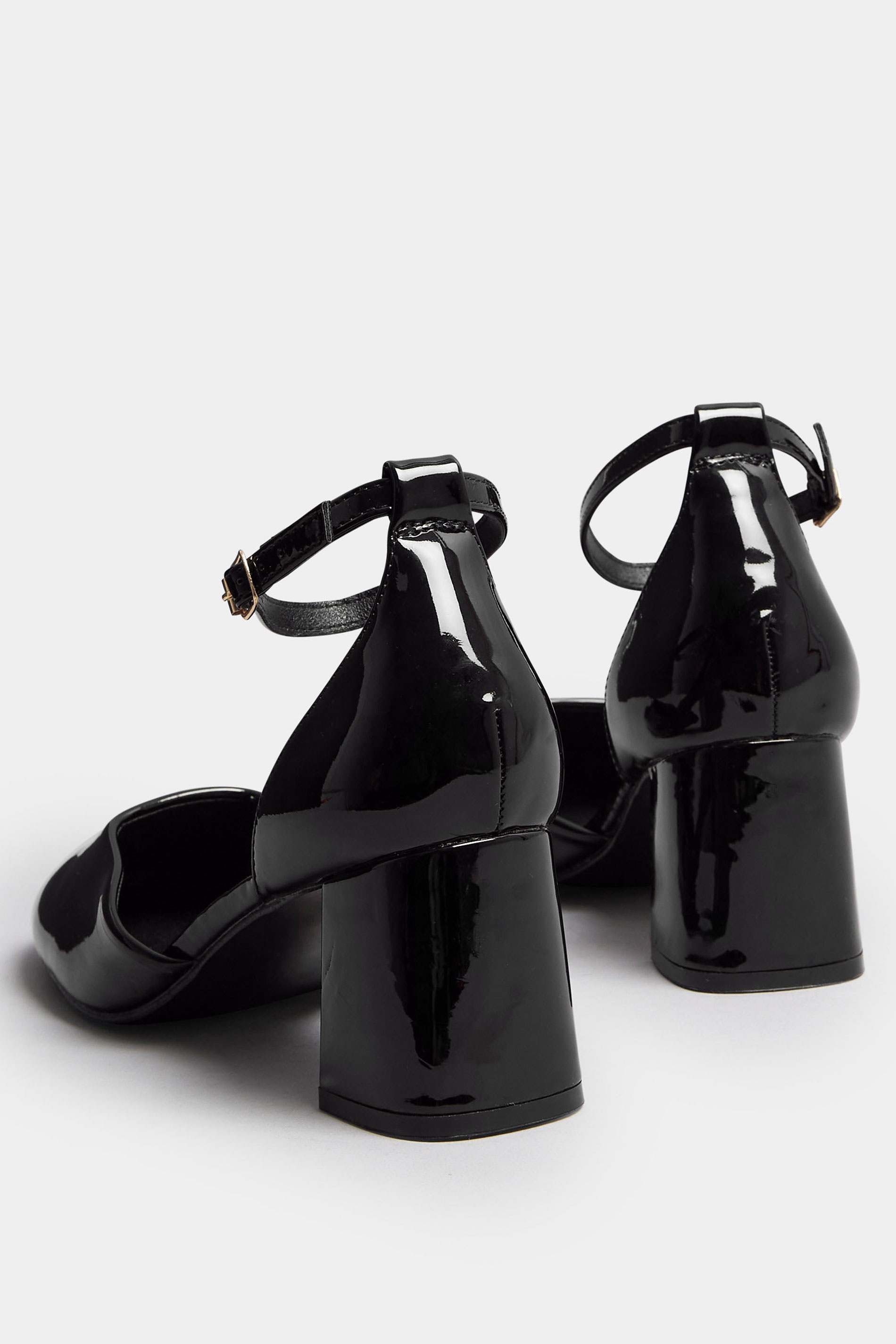 Black Patent Block Mary Jane Heels In Extra Wide EEE Fit | Yours Clothing 4