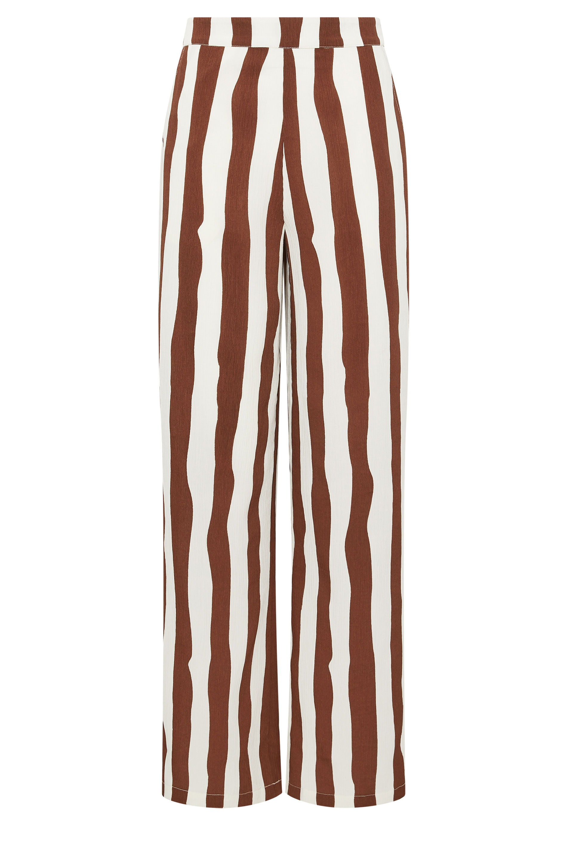 LTS Tall Women's White & Brown Stripe Wide Leg Trousers | Long Tall Sally 5