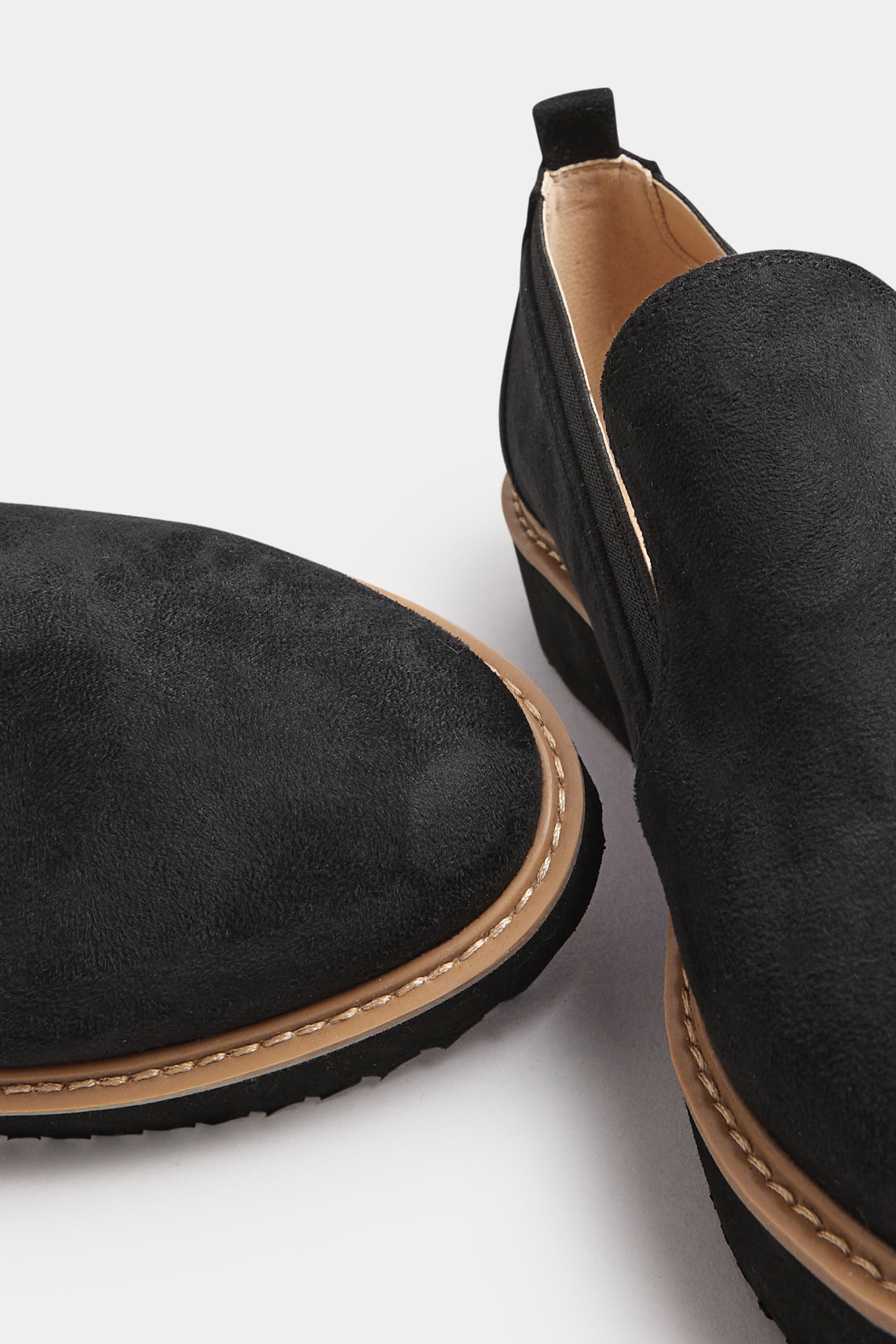 Black Faux Suede Slip On Loafers In Wide E Fit & Extra Wide EEE Fit | Yours Clothing 5