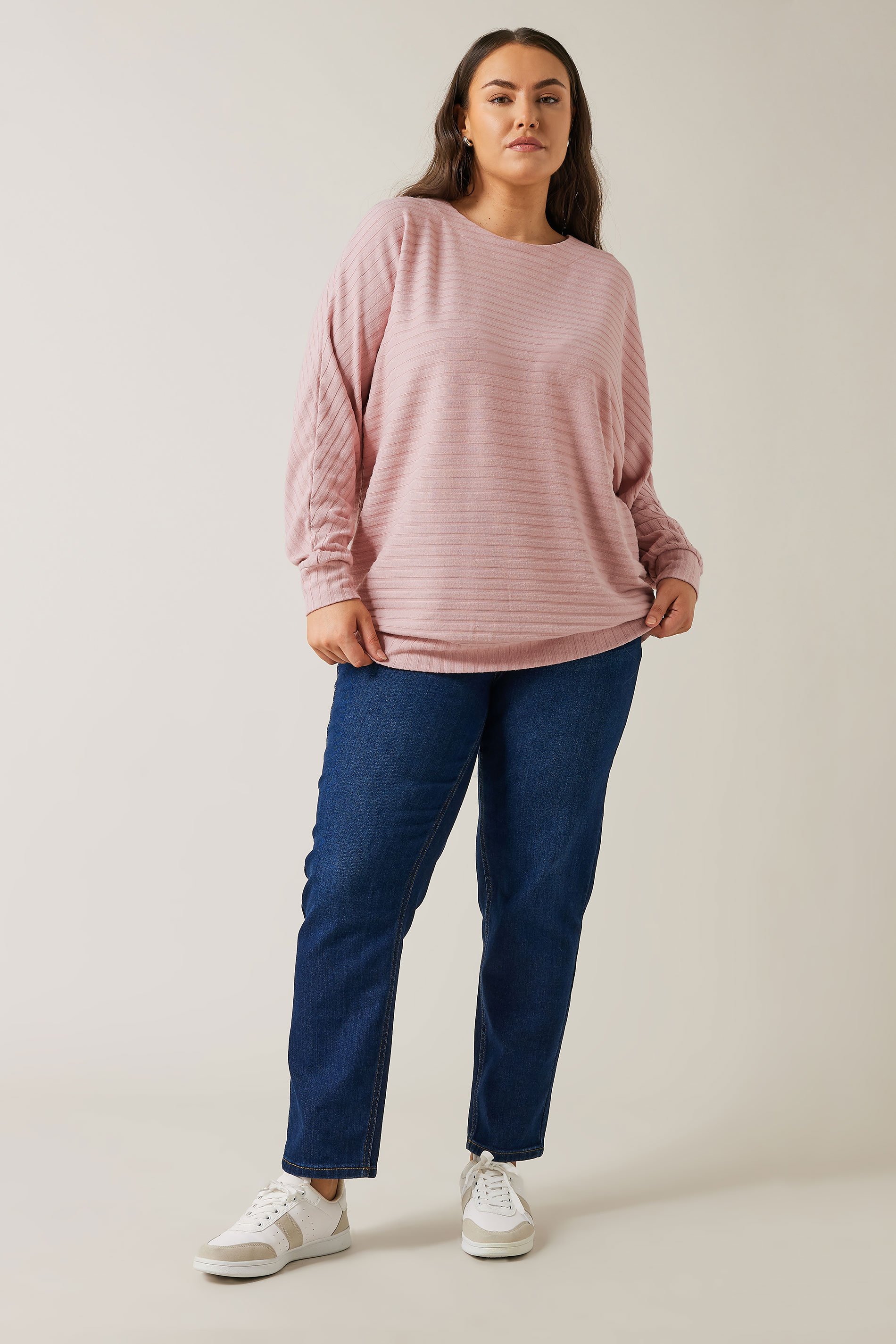EVANS Plus Size Pink Ribbed Soft Touch Jumper | Evans 2