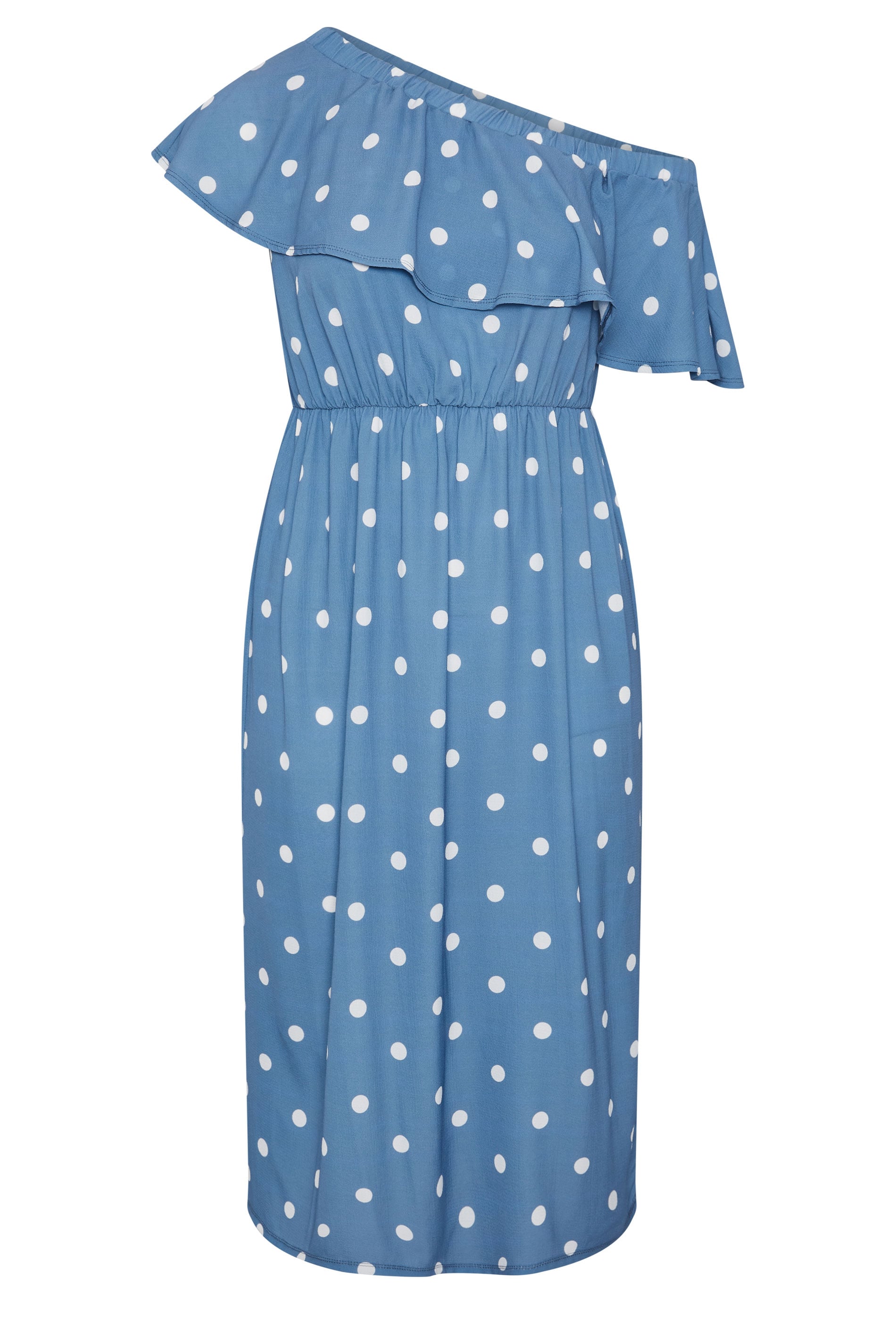 LIMITED COLLECTION Plus Size Blue Polka Dot Frill Dress | Yours Clothing 5