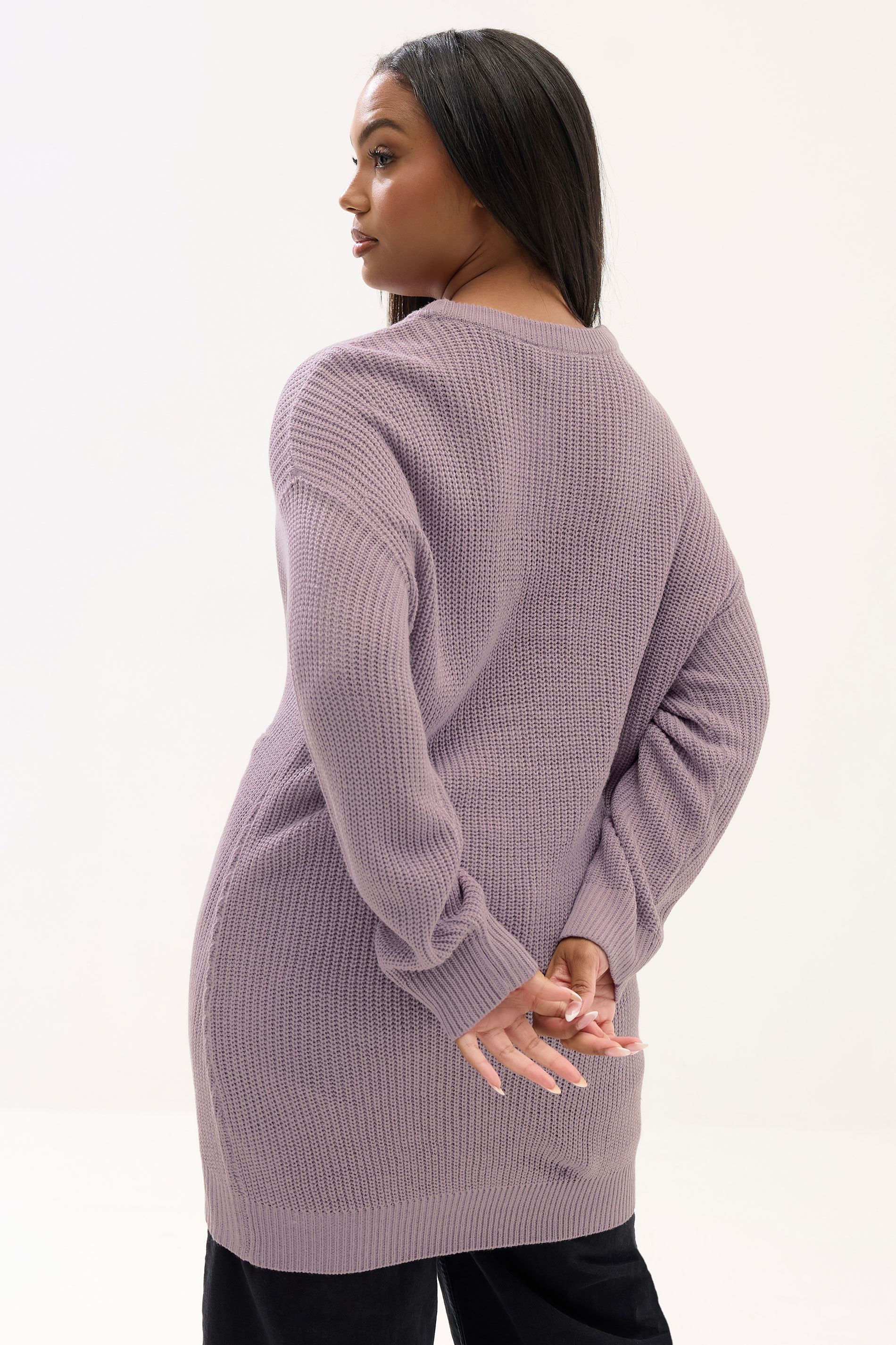 YOURS Plus Size Light Purple Essential Knitted Jumper | Yours Clothing 2
