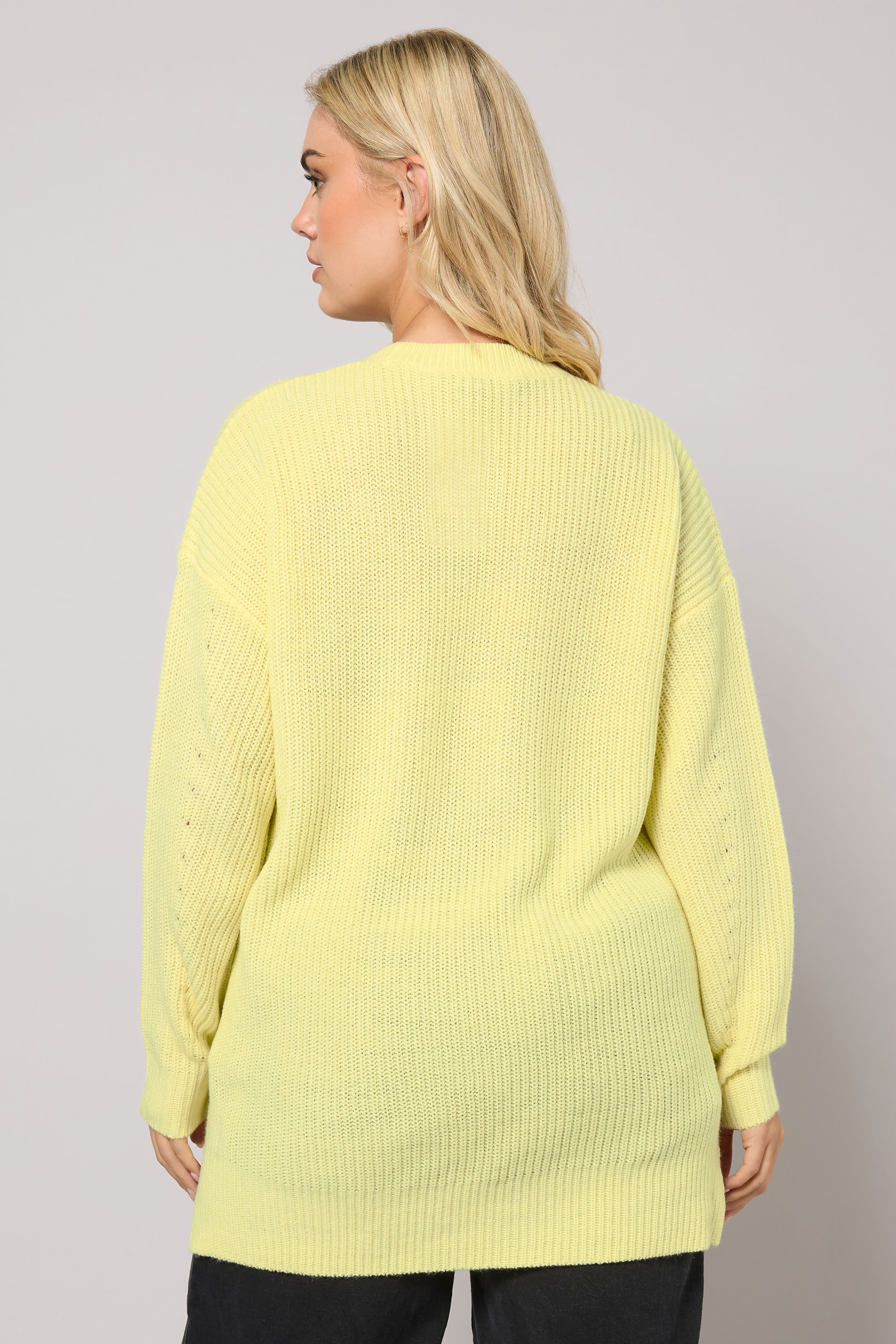 YOURS Plus Size Butter Yellow Drop Shoulder Jumper | Yours Clothing 2