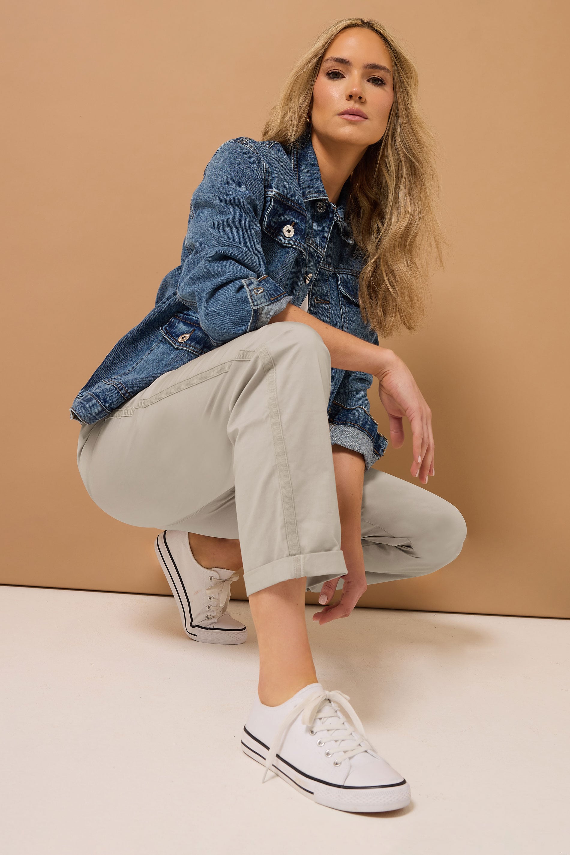 LTS Tall Stone Brown Cotton Straight Leg Chino Jeans | Long Tall Sally 1