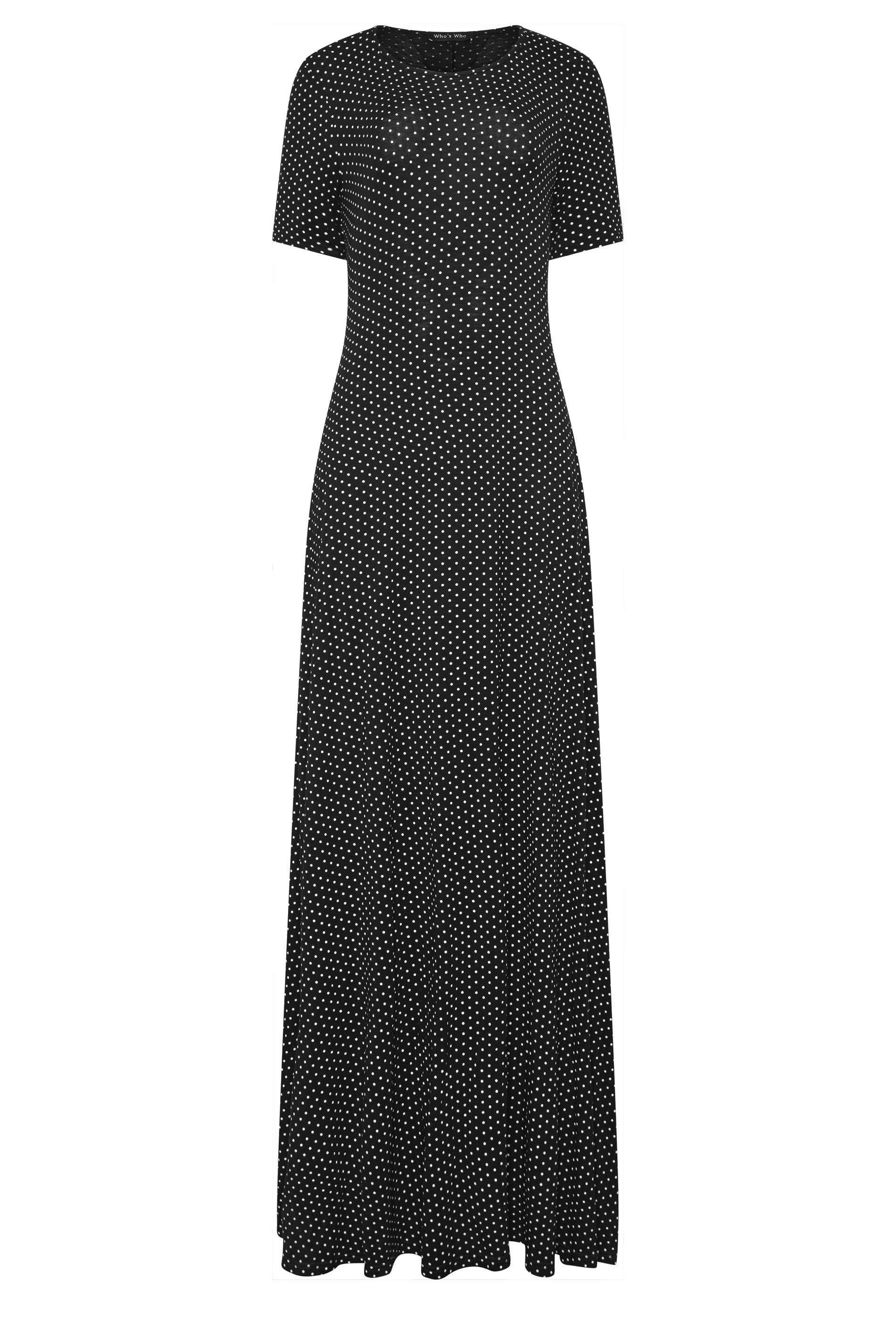 LTS Tall Women's Black Polka Dot Short Sleeve Maxi Dress | Long Tall Sally 6