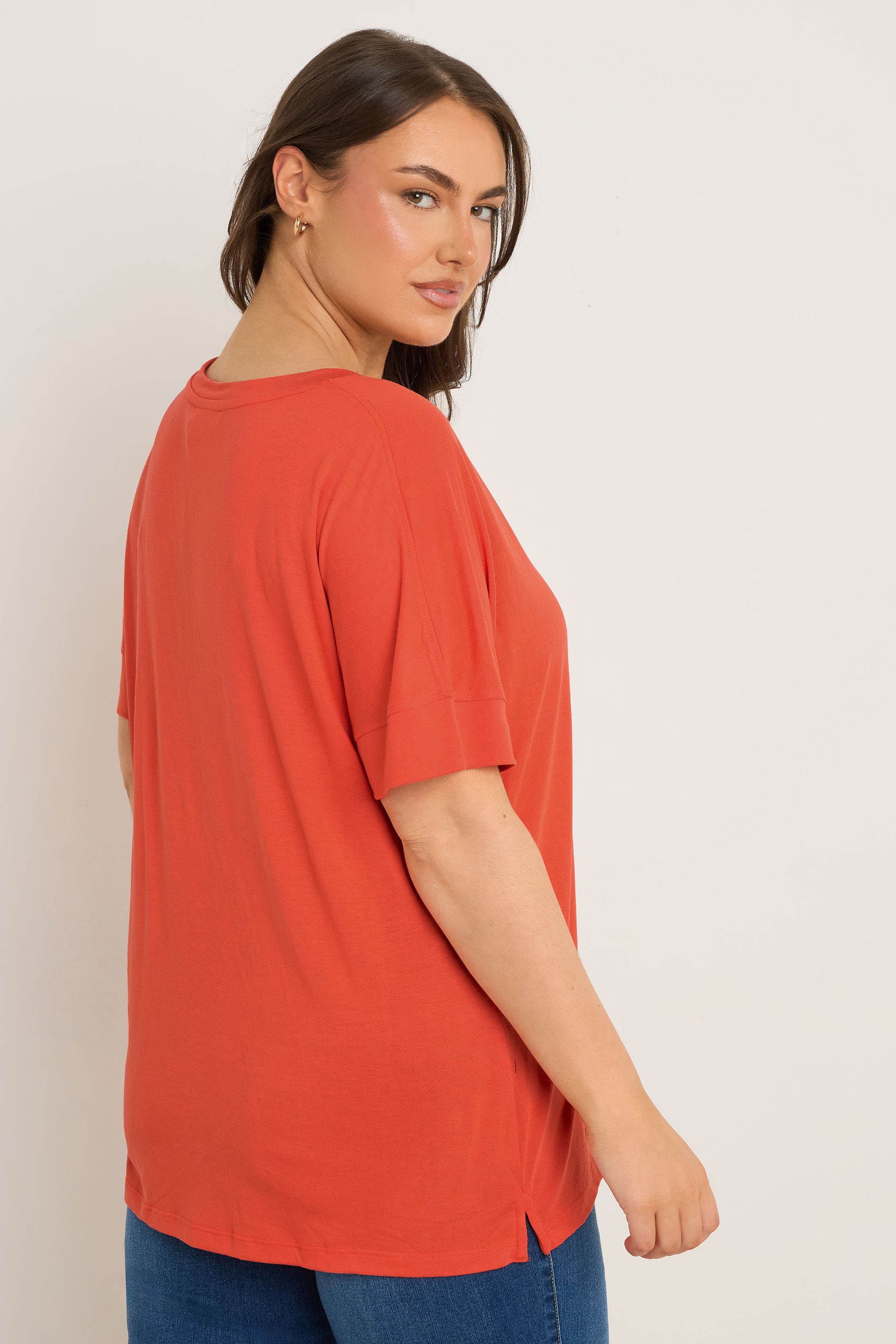 EVANS Plus Size Orange Short Sleeve Modal Rich T-Shirt | Evans 2