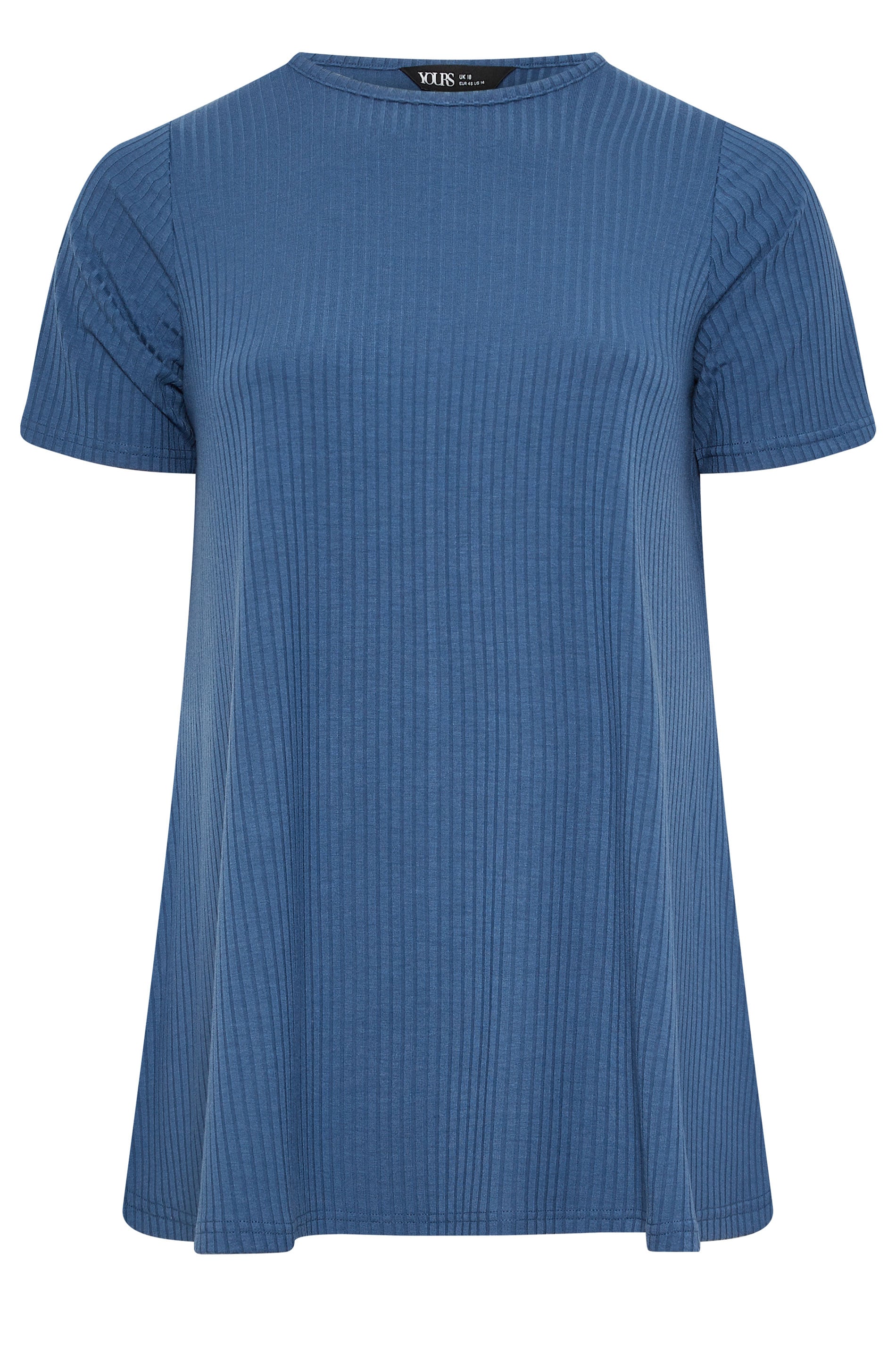 YOURS Plus Size Blue Ribbed Swing Top | Yours Clothing 5
