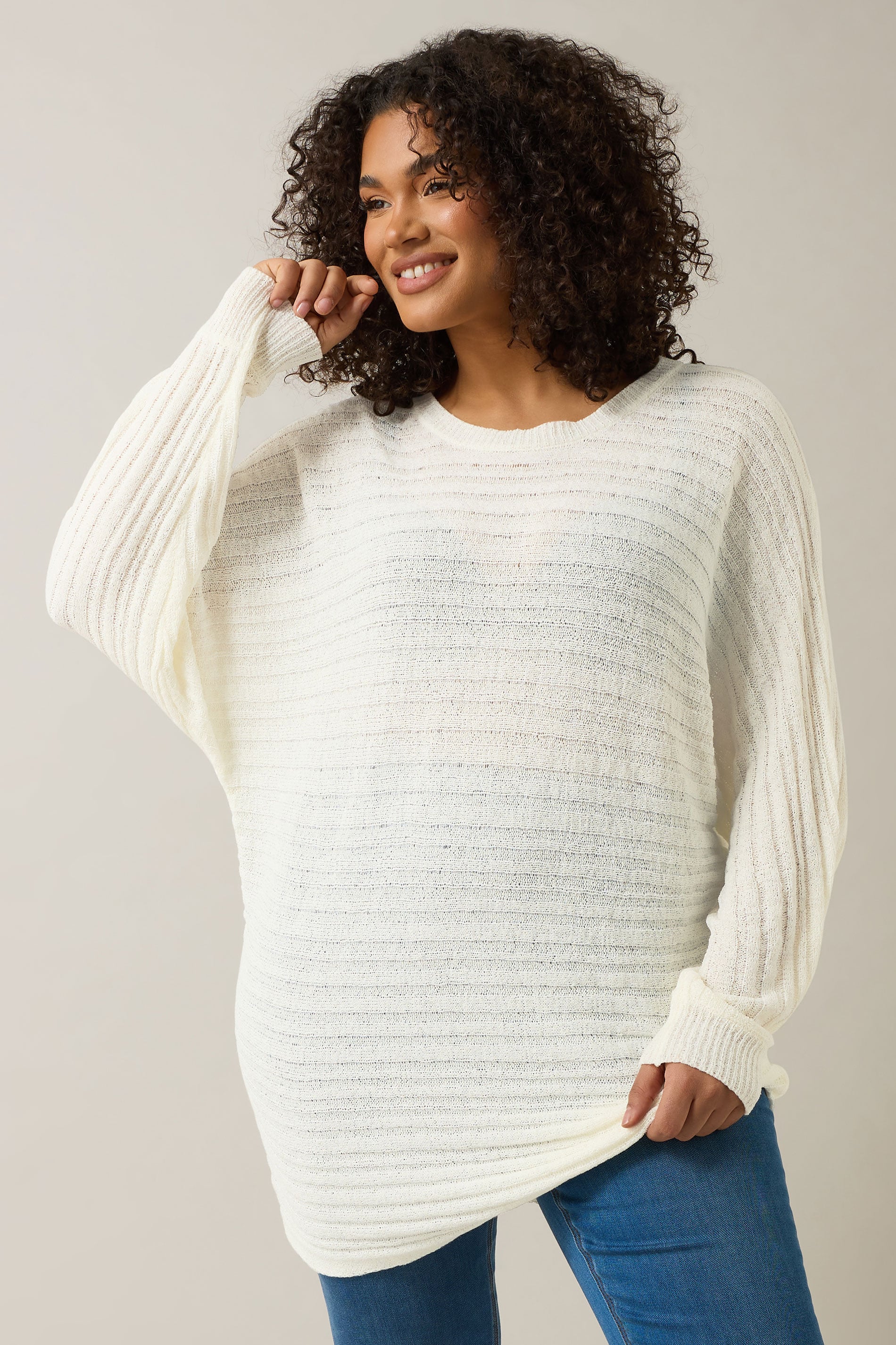 Evans Women's White Plus Batwing Sleeve Jumper Size 18