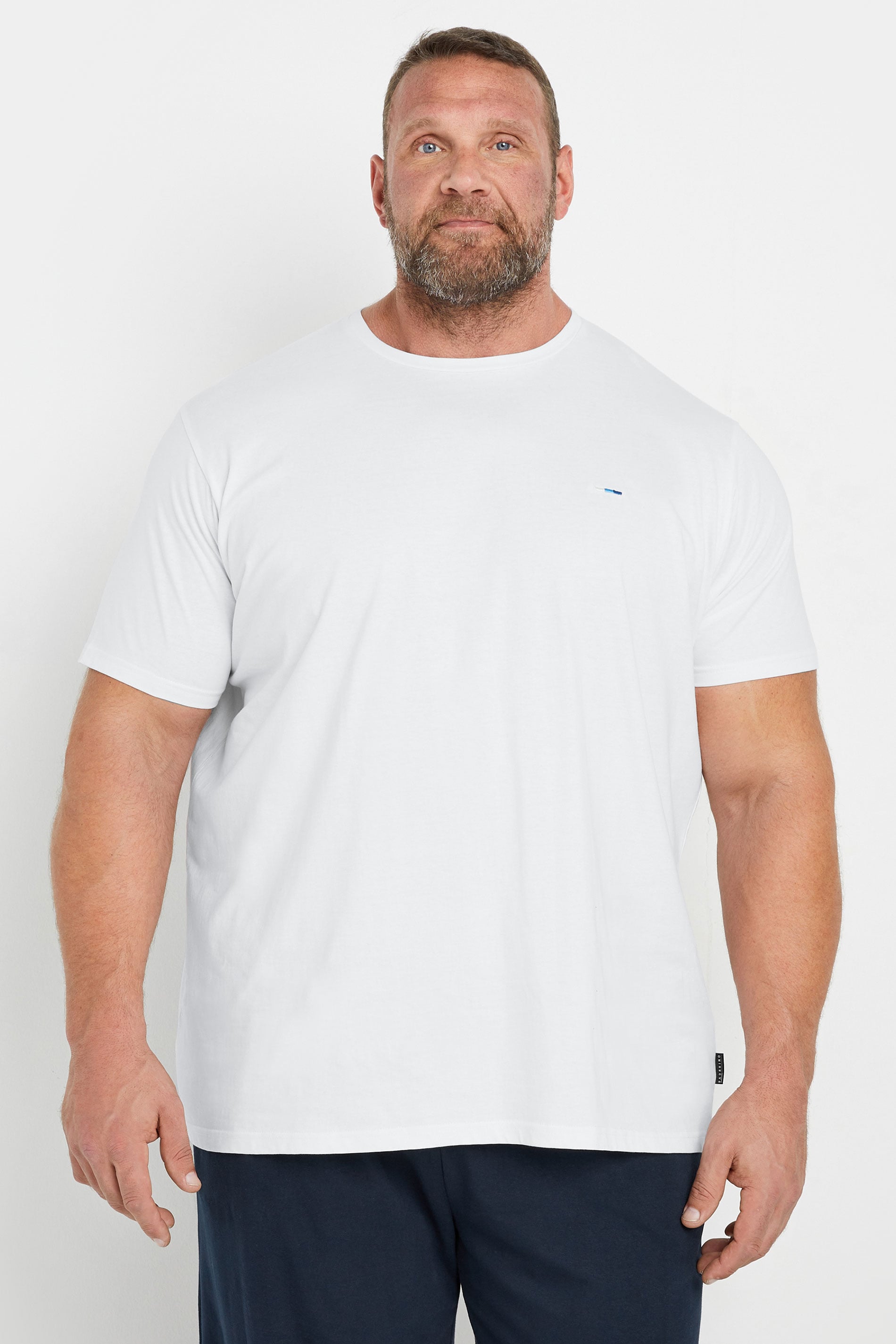 BadRhino Big & Tall White & Navy Blue T-Shirt & Lounge Trousers Set | BadRhino 2
