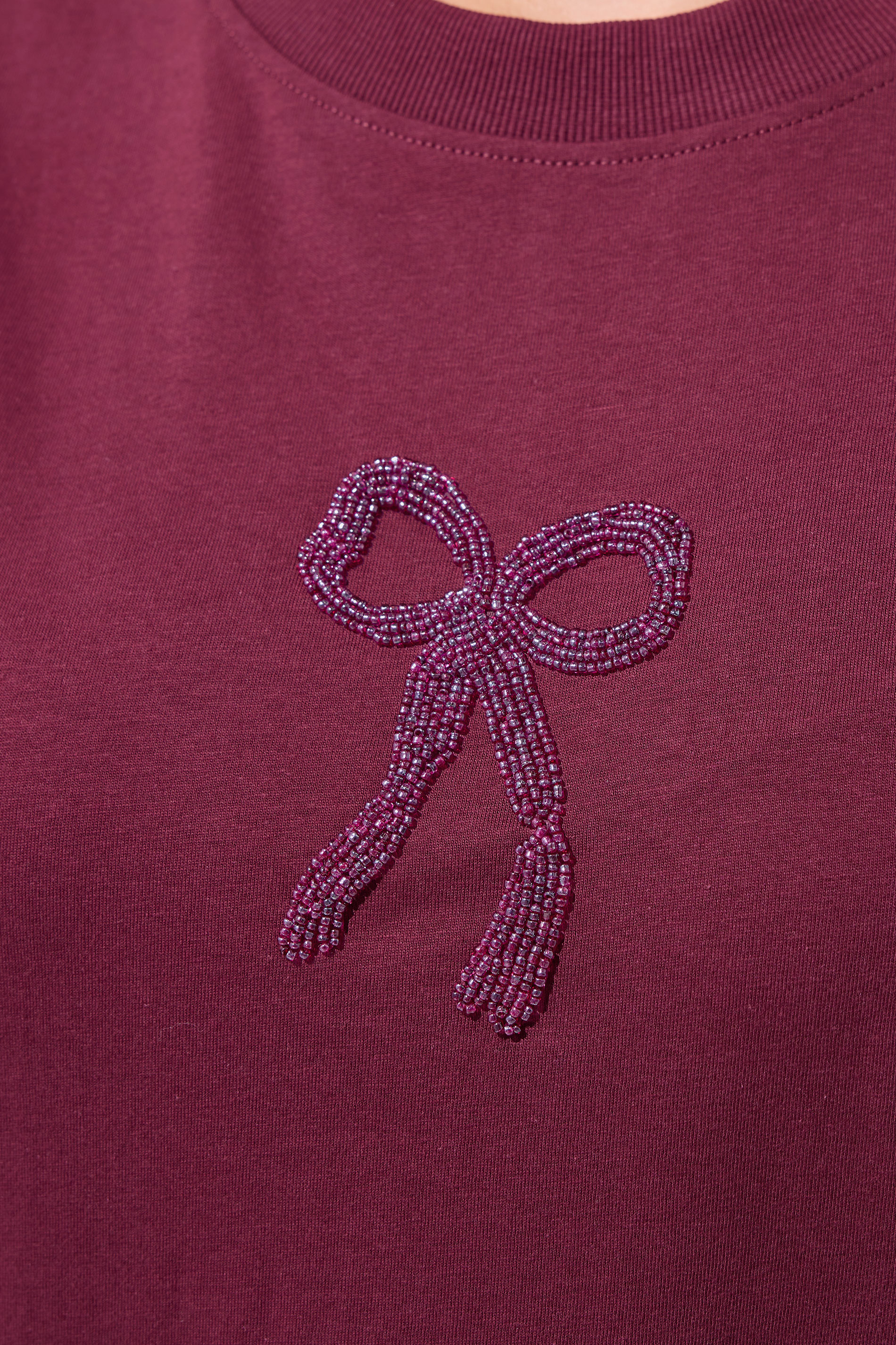 LIMITED COLLECTION Plus Size Dark Red Bow Beaded Top 4