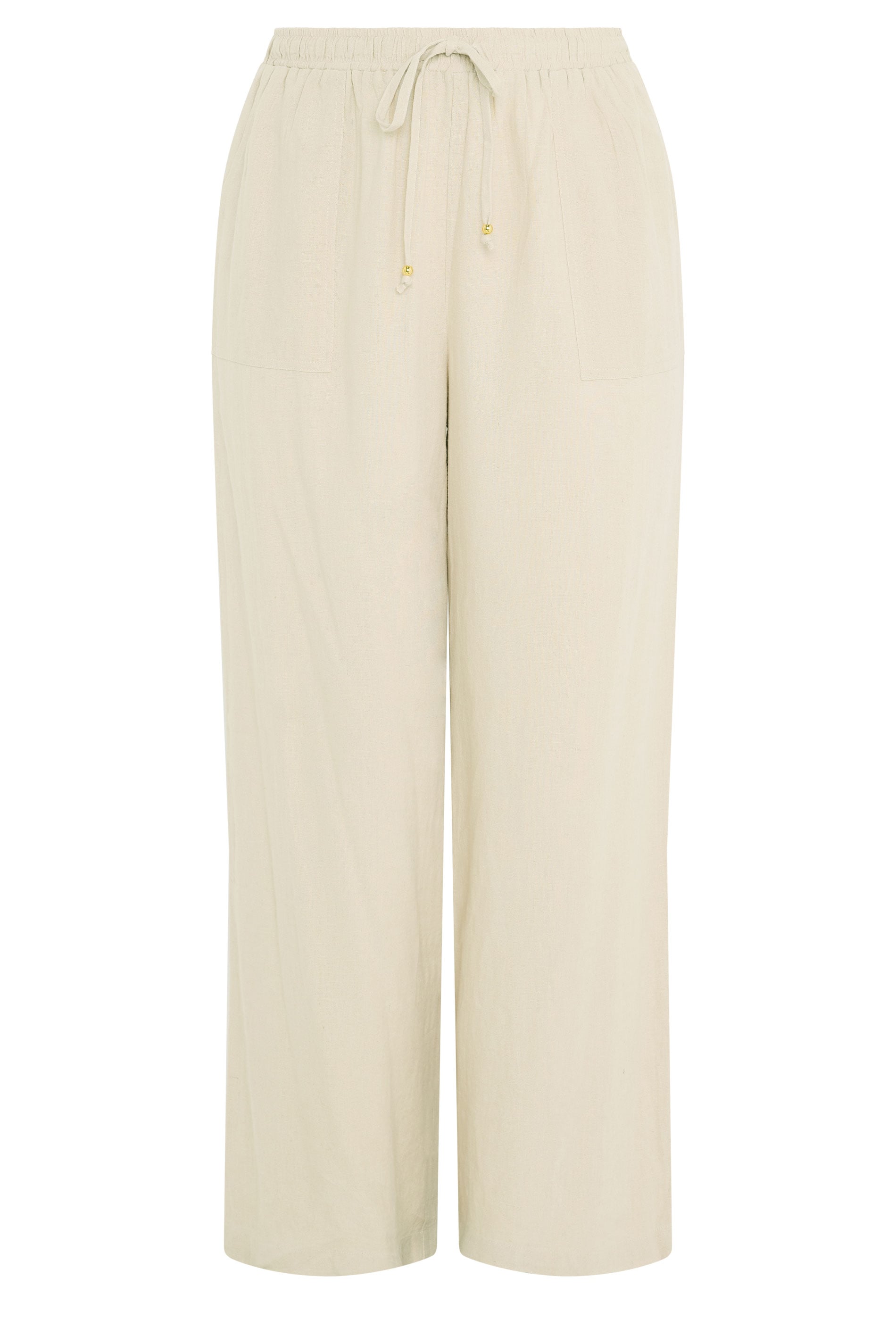 EVANS Plus Size Cream Linen Wide Leg Trouser | Evans 5